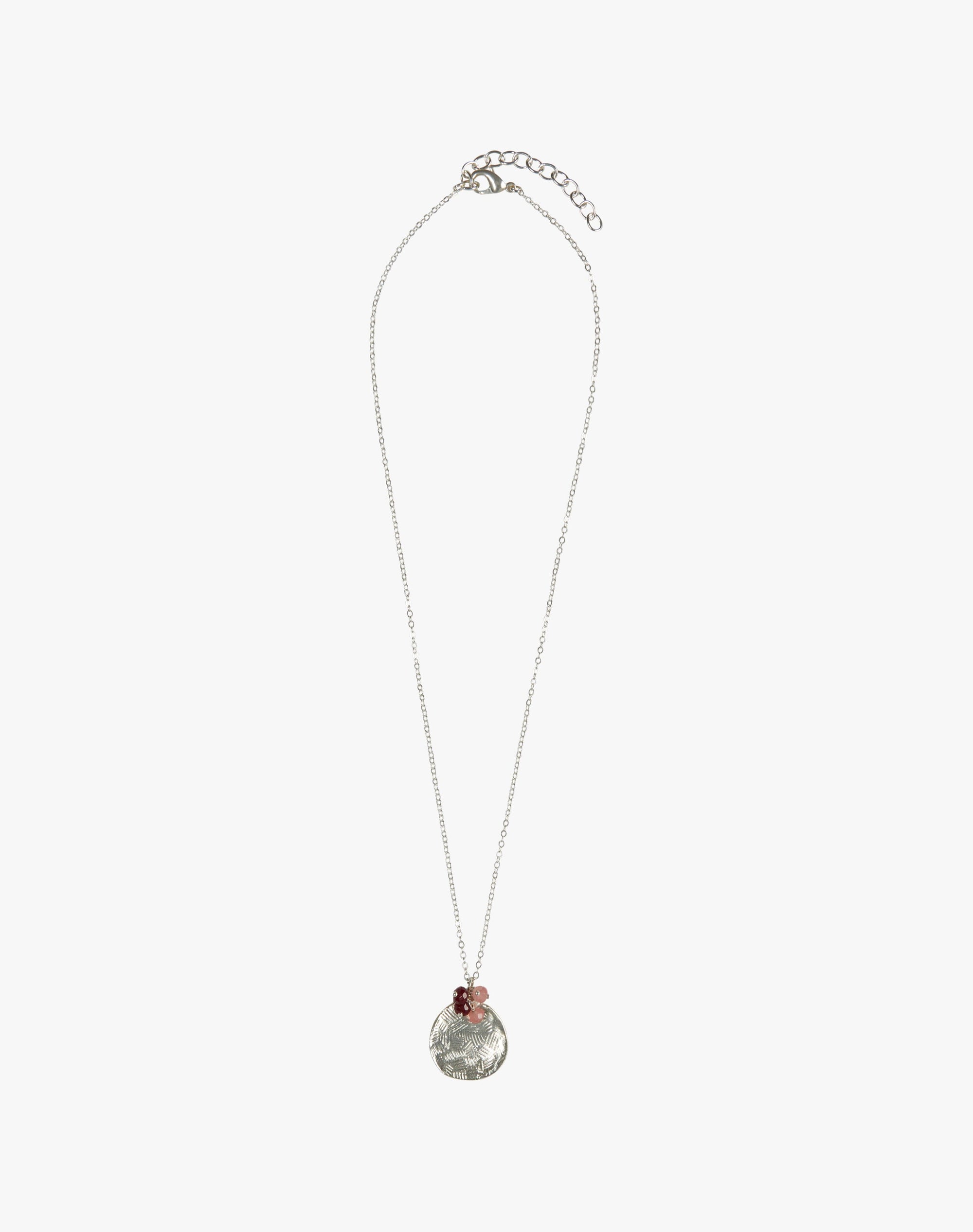 Silver Bead & Hammered Disc Necklace