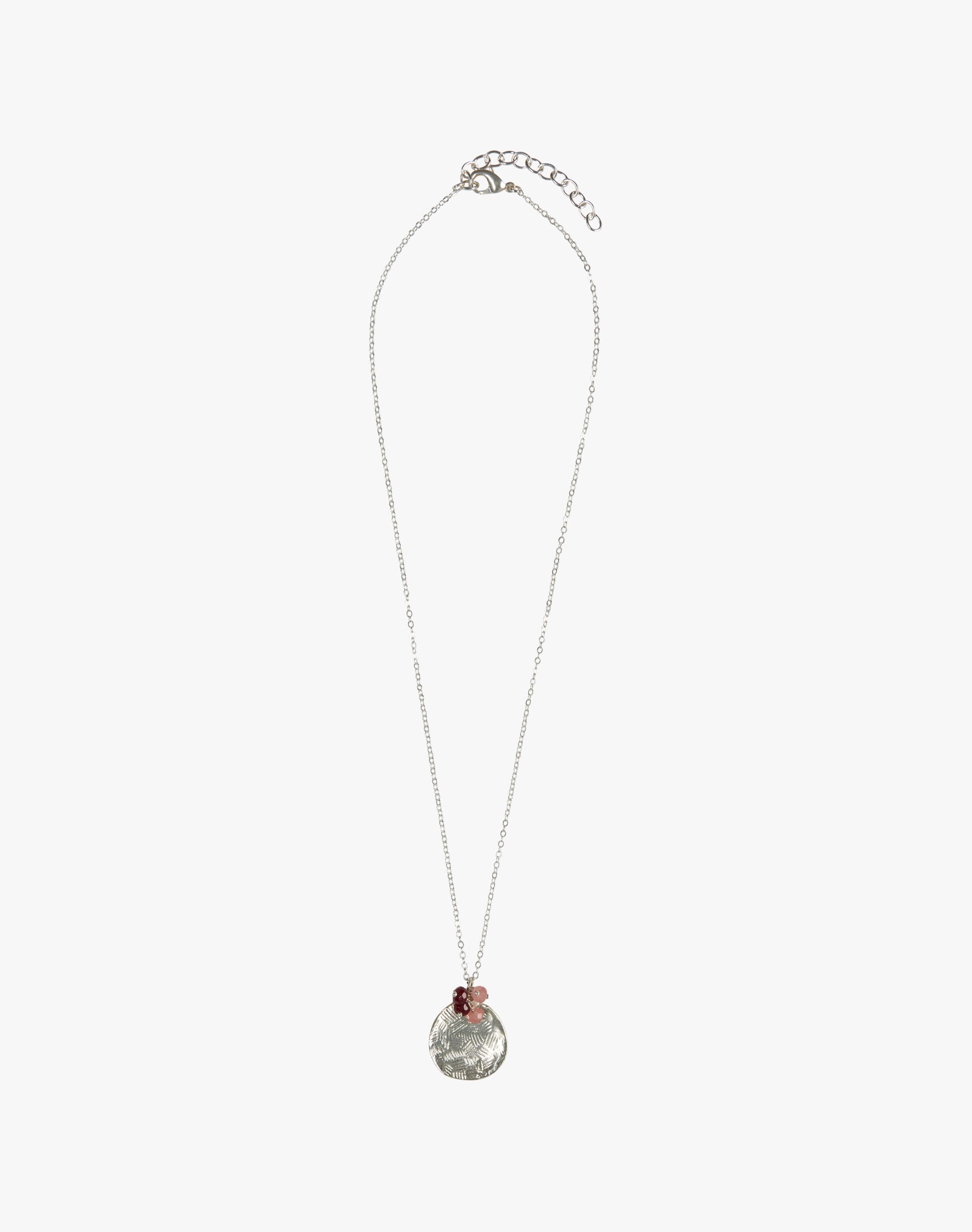 Silver Bead & Hammered Disc Necklace