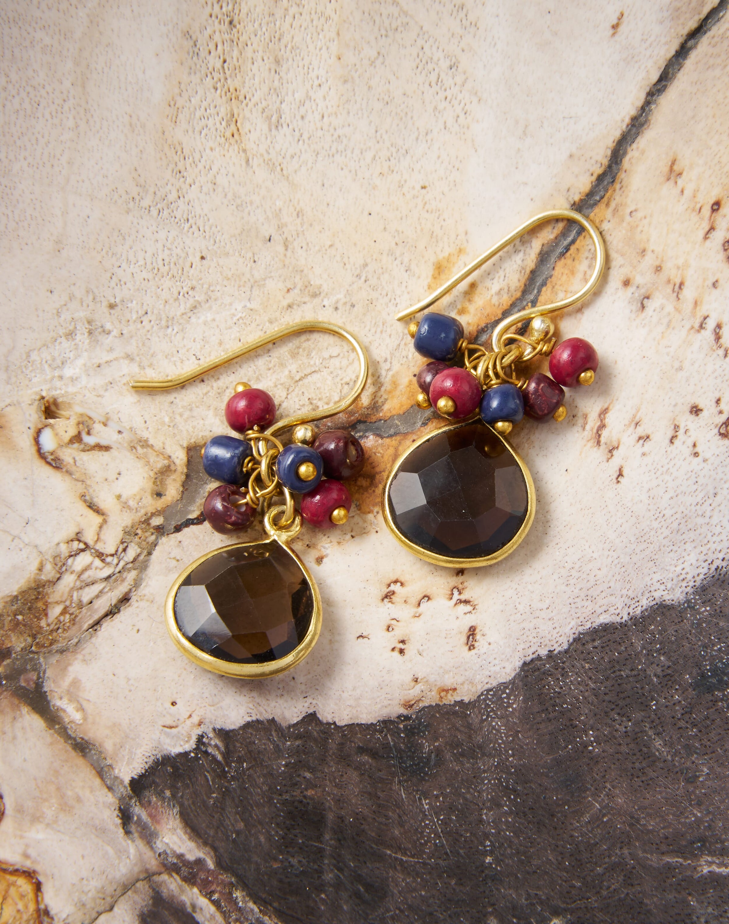 Cluster Beads Quartz Pendant Earrings