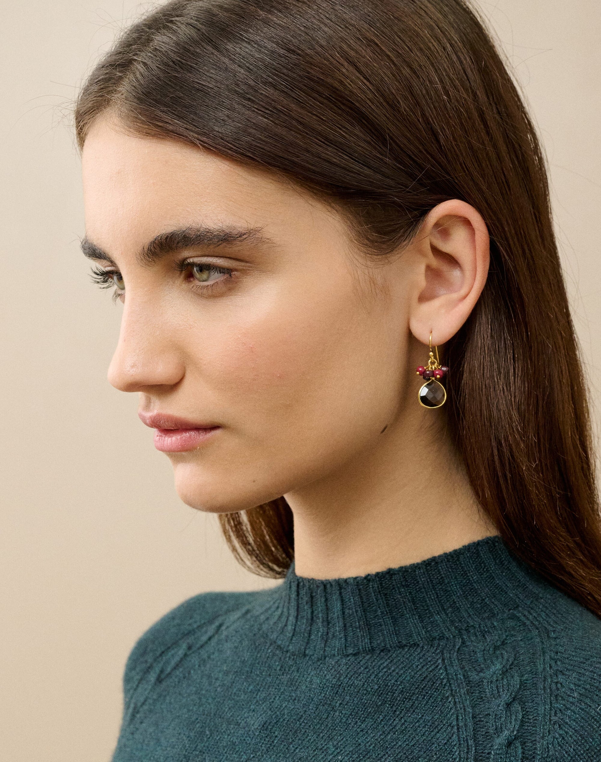 Cluster Beads Quartz Pendant Earrings