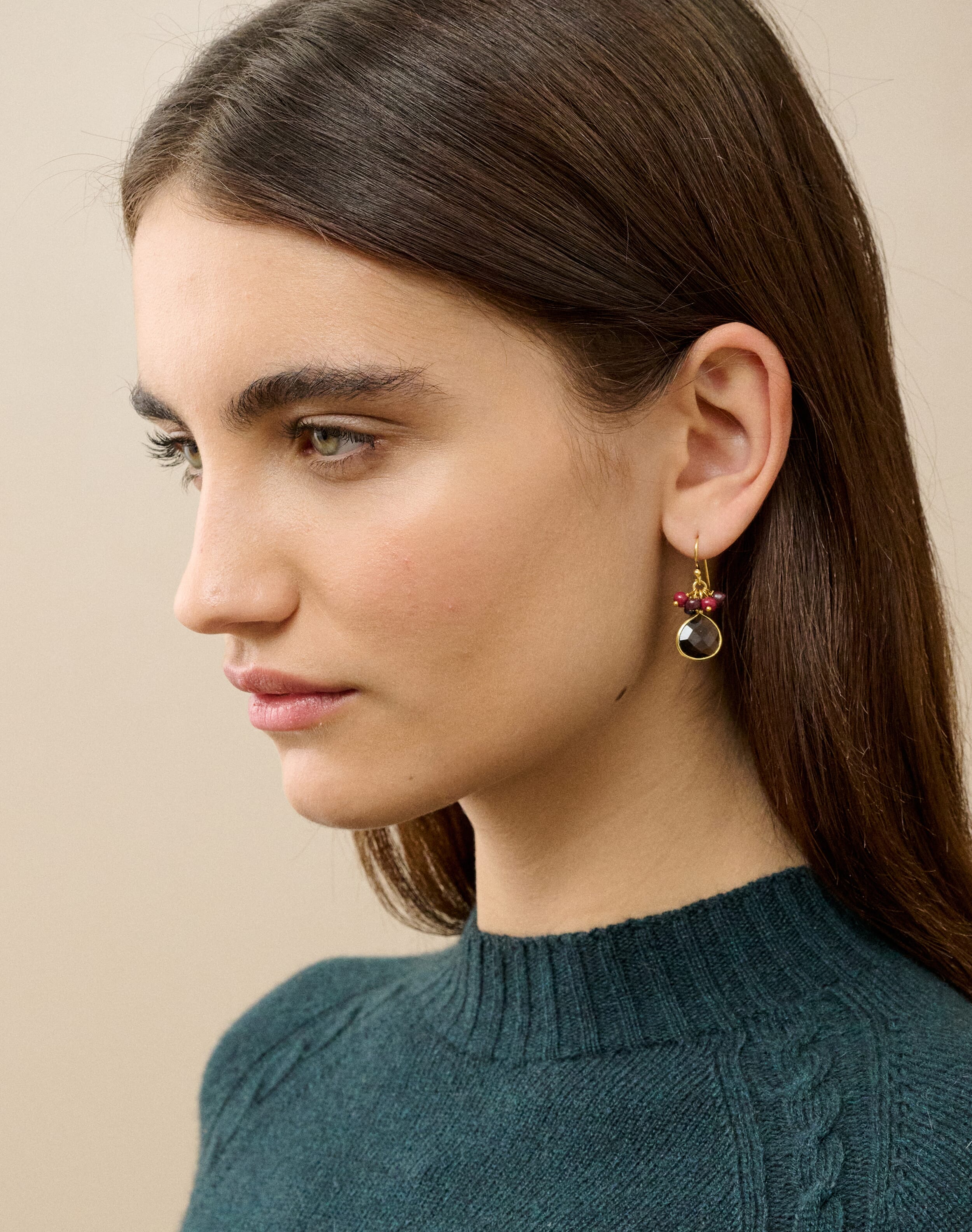 Cluster Beads Quartz Pendant Earrings