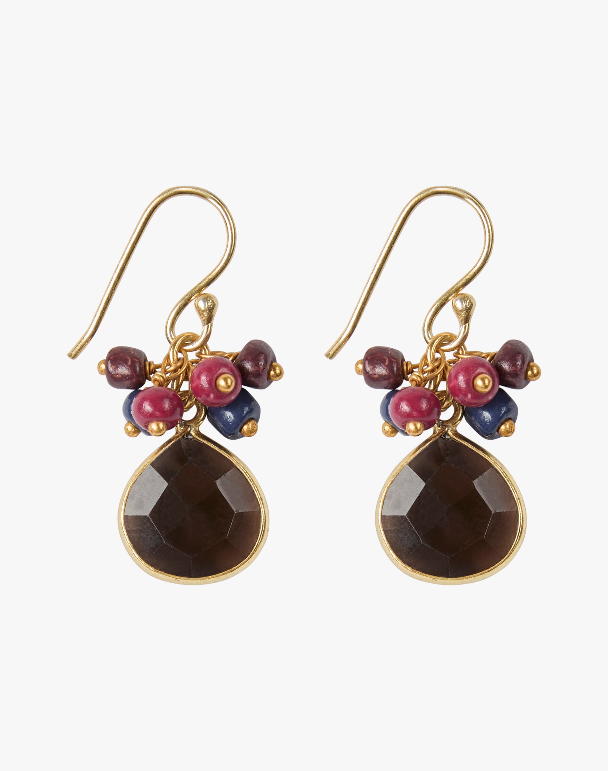 Cluster Beads Quartz Pendant Earrings