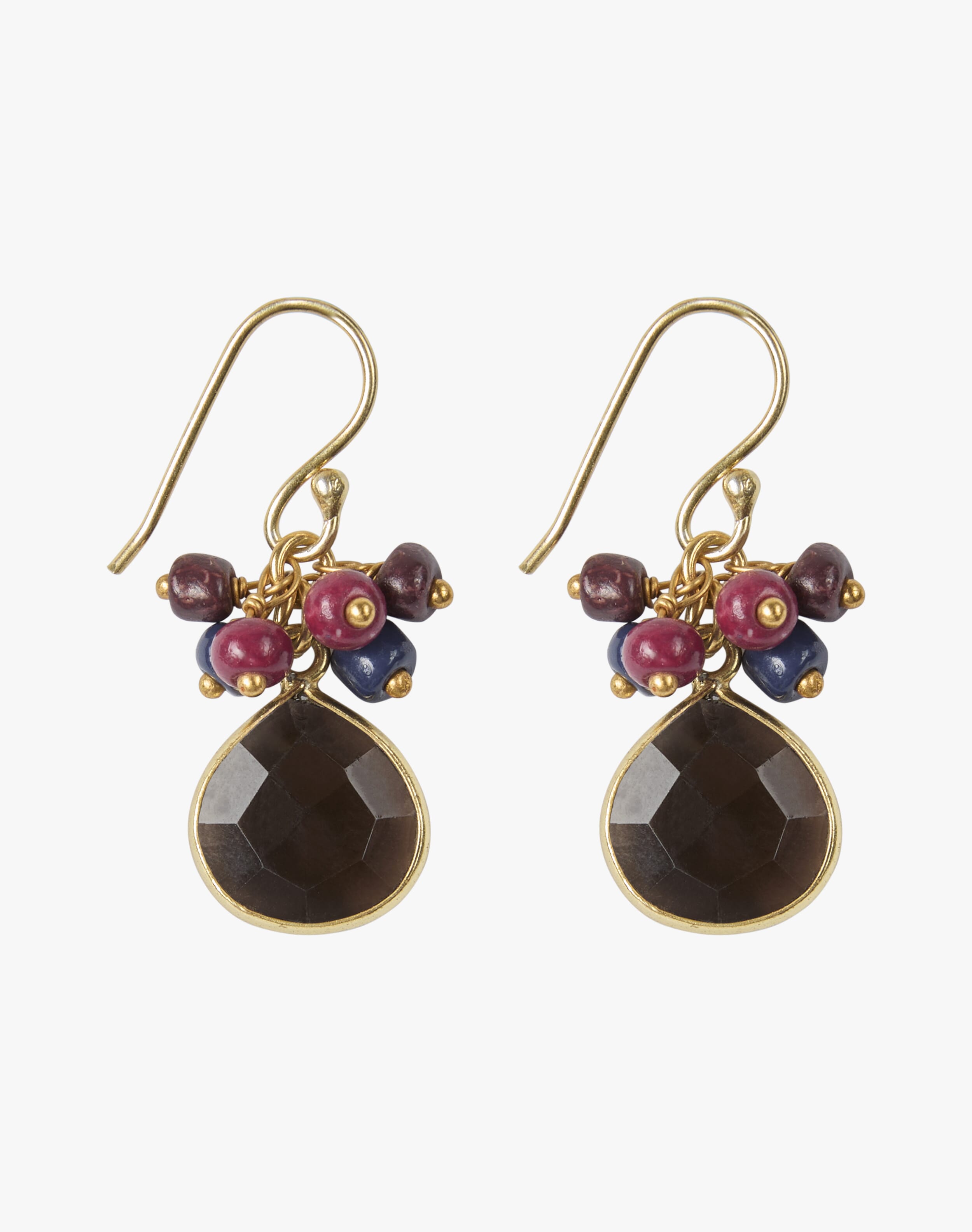 Cluster Beads Quartz Pendant Earrings