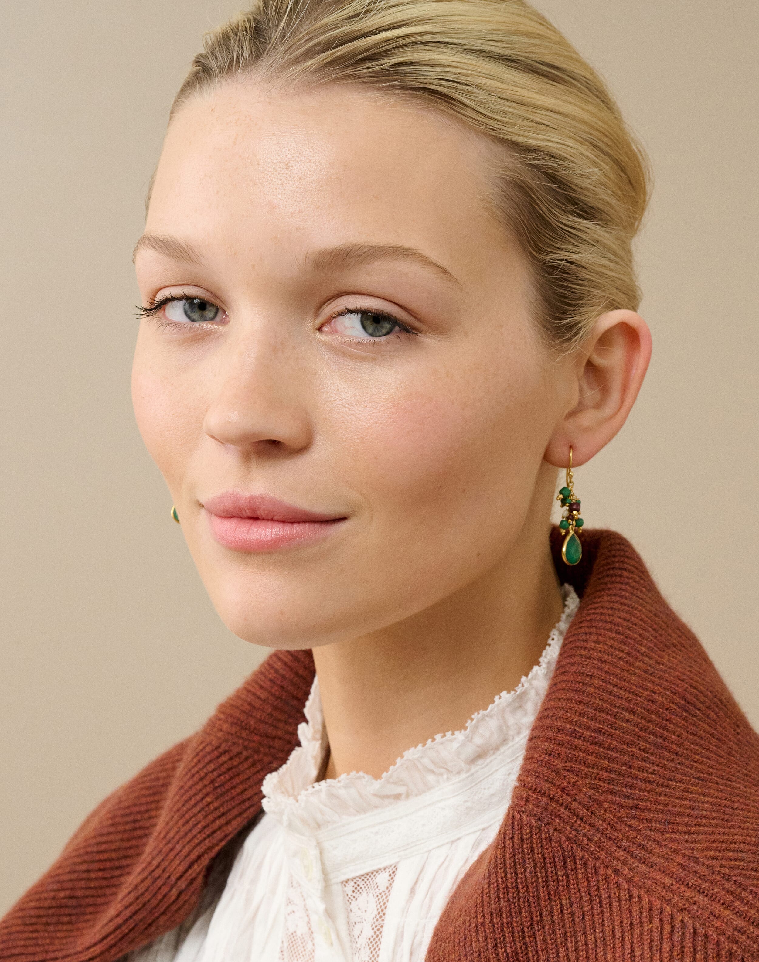 Cluster Beads Agate Pendant Earrings