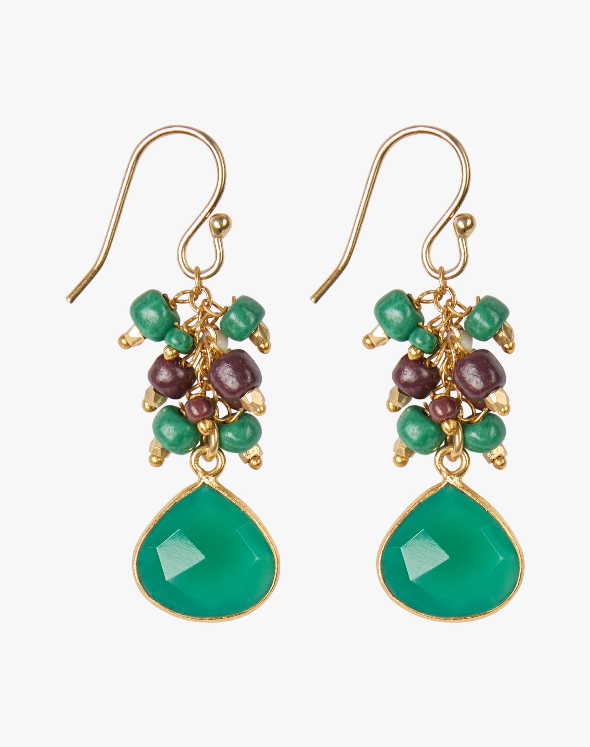 Cluster Beads Agate Pendant Earrings