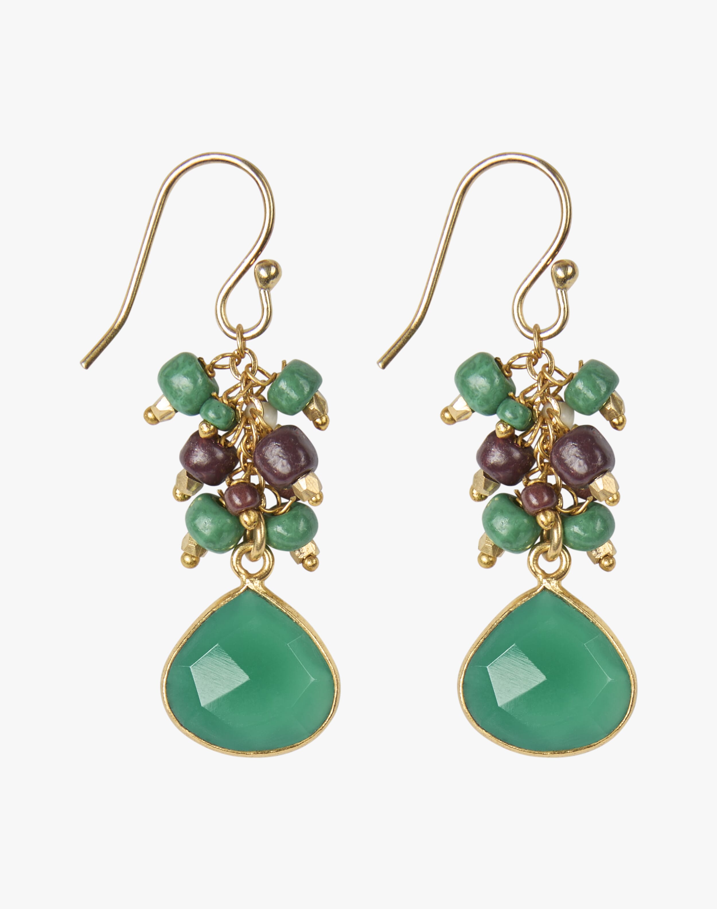 Cluster Beads Agate Pendant Earrings