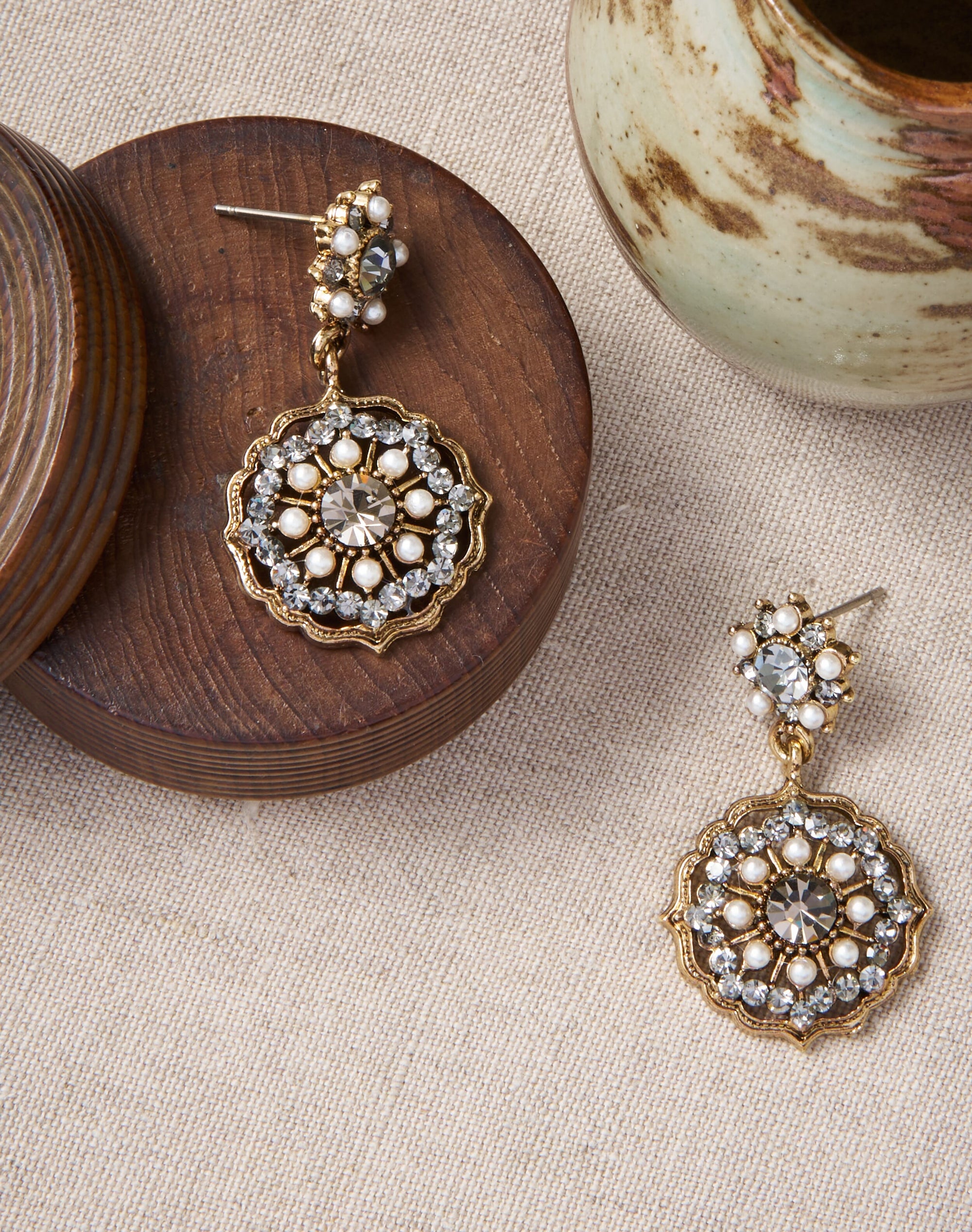 Antique Crystal & Pearl Drop Earrings