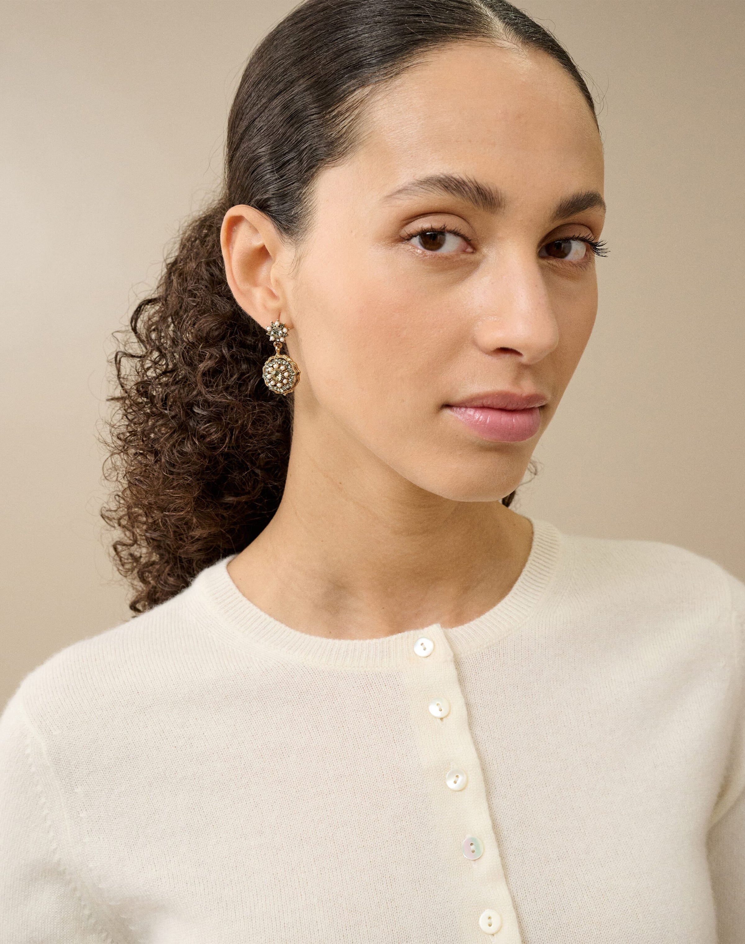 Antique Crystal & Pearl Drop Earrings