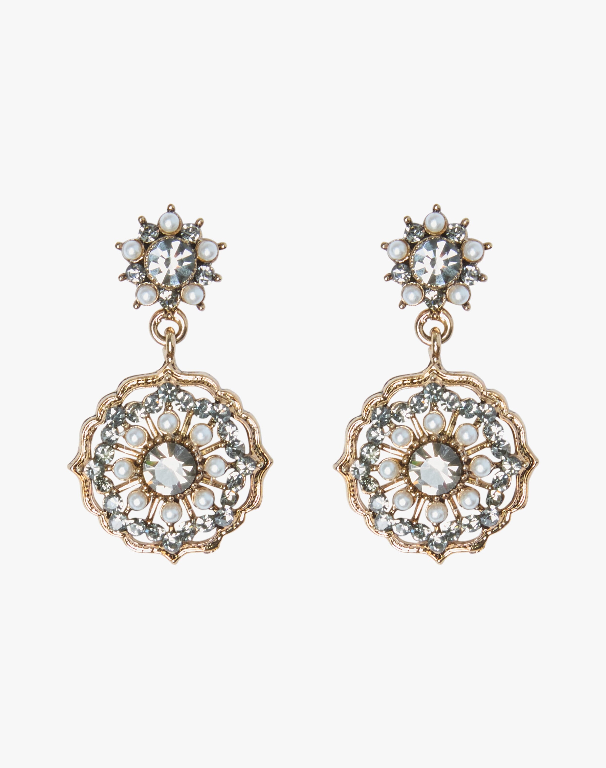 Antique Crystal & Pearl Drop Earrings