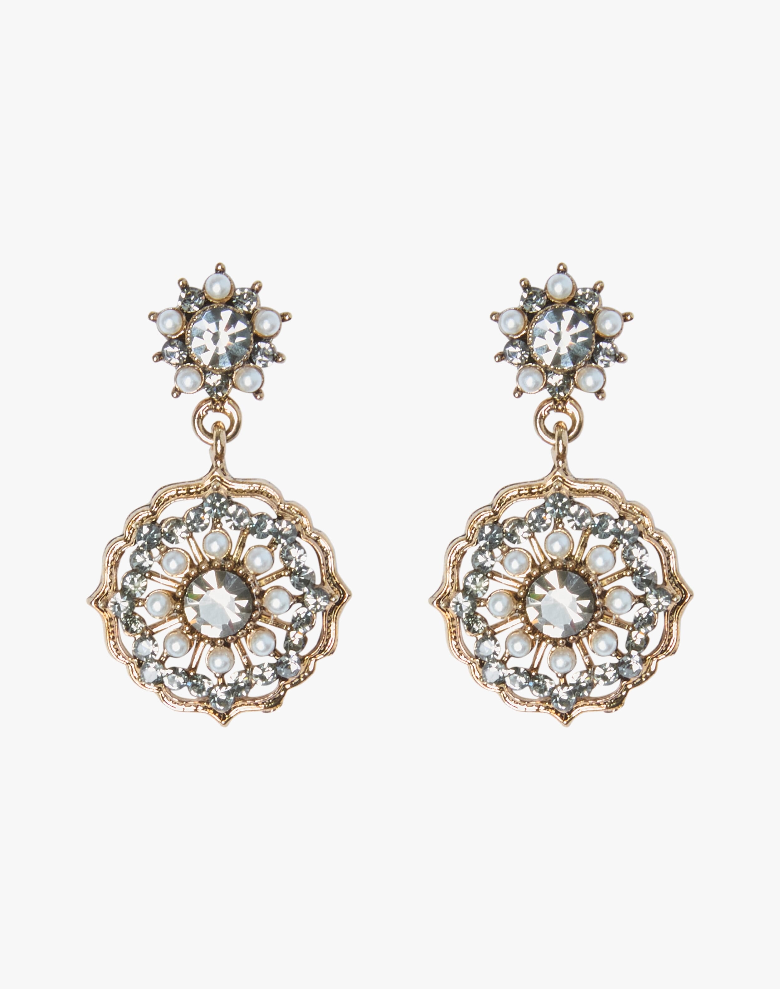 Antique Crystal & Pearl Drop Earrings