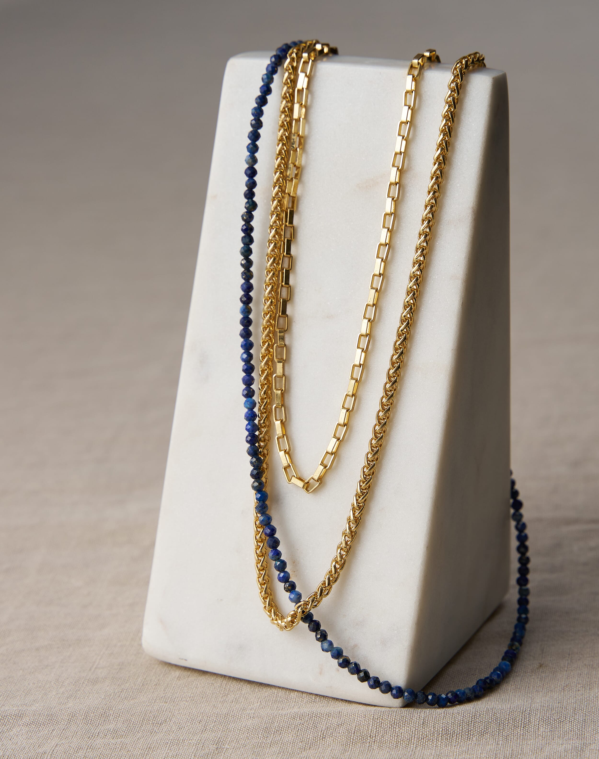 Three Strand Bead & Chain Necklace