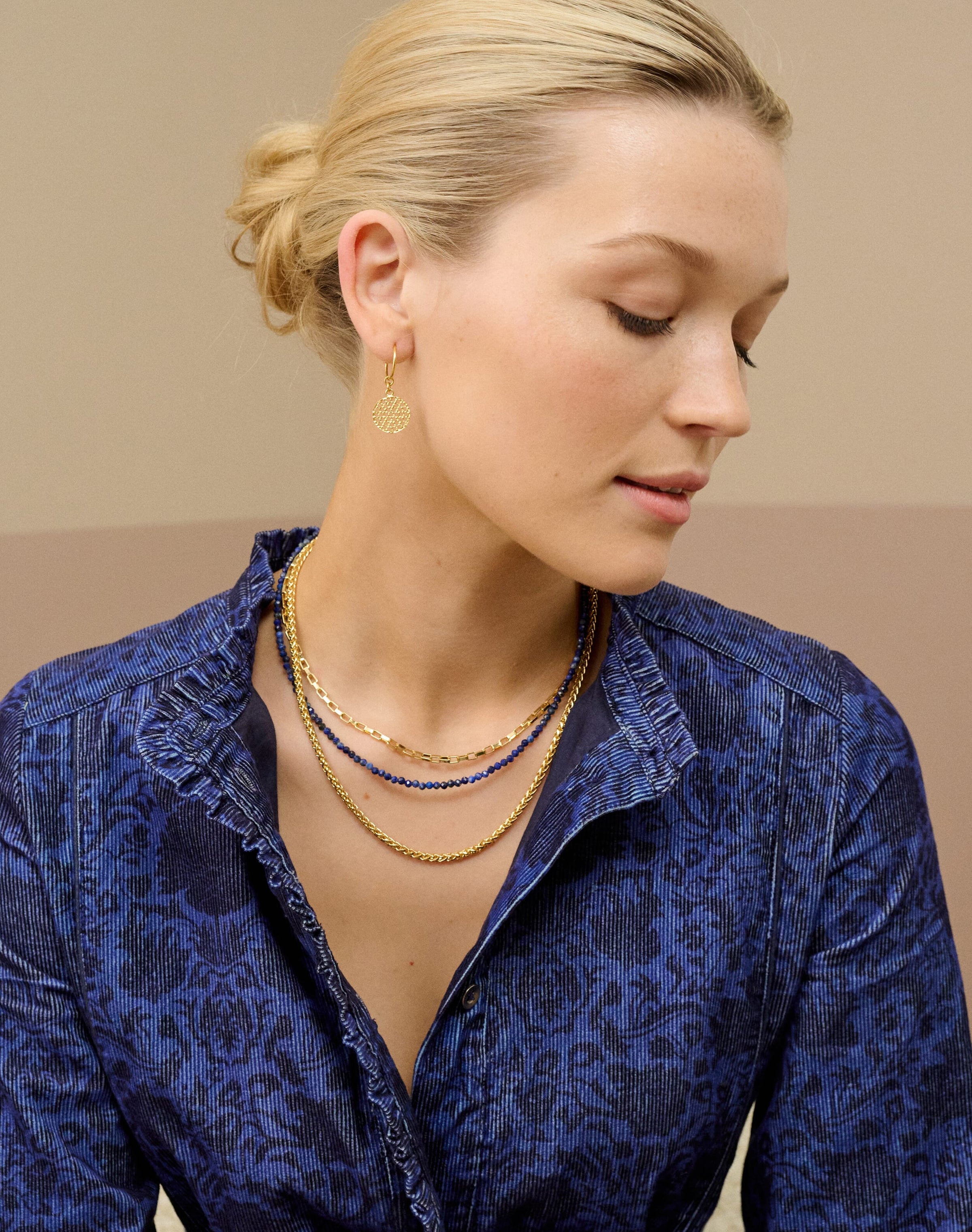 Three Strand Bead & Chain Necklace