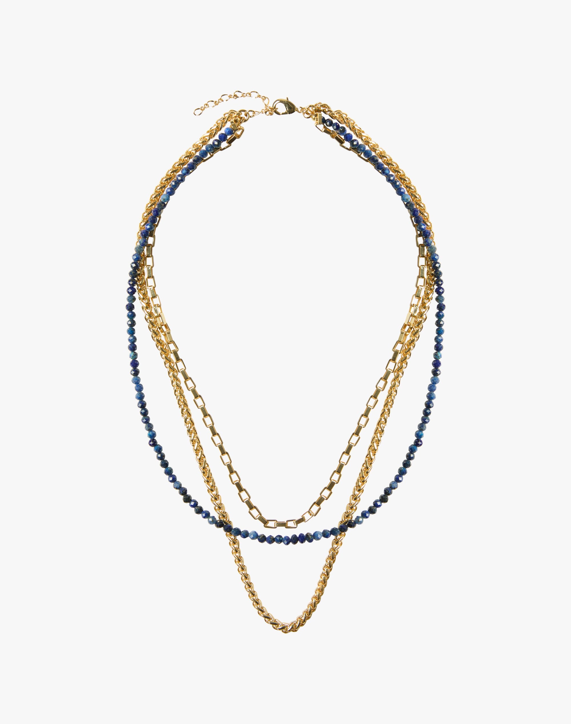 Three Strand Bead & Chain Necklace