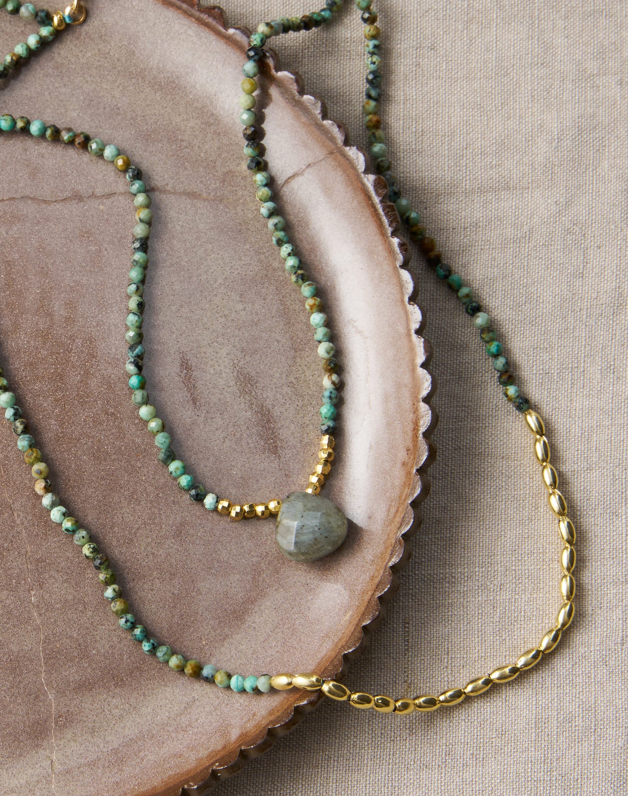 Double Strand Beaded Pendant Necklace