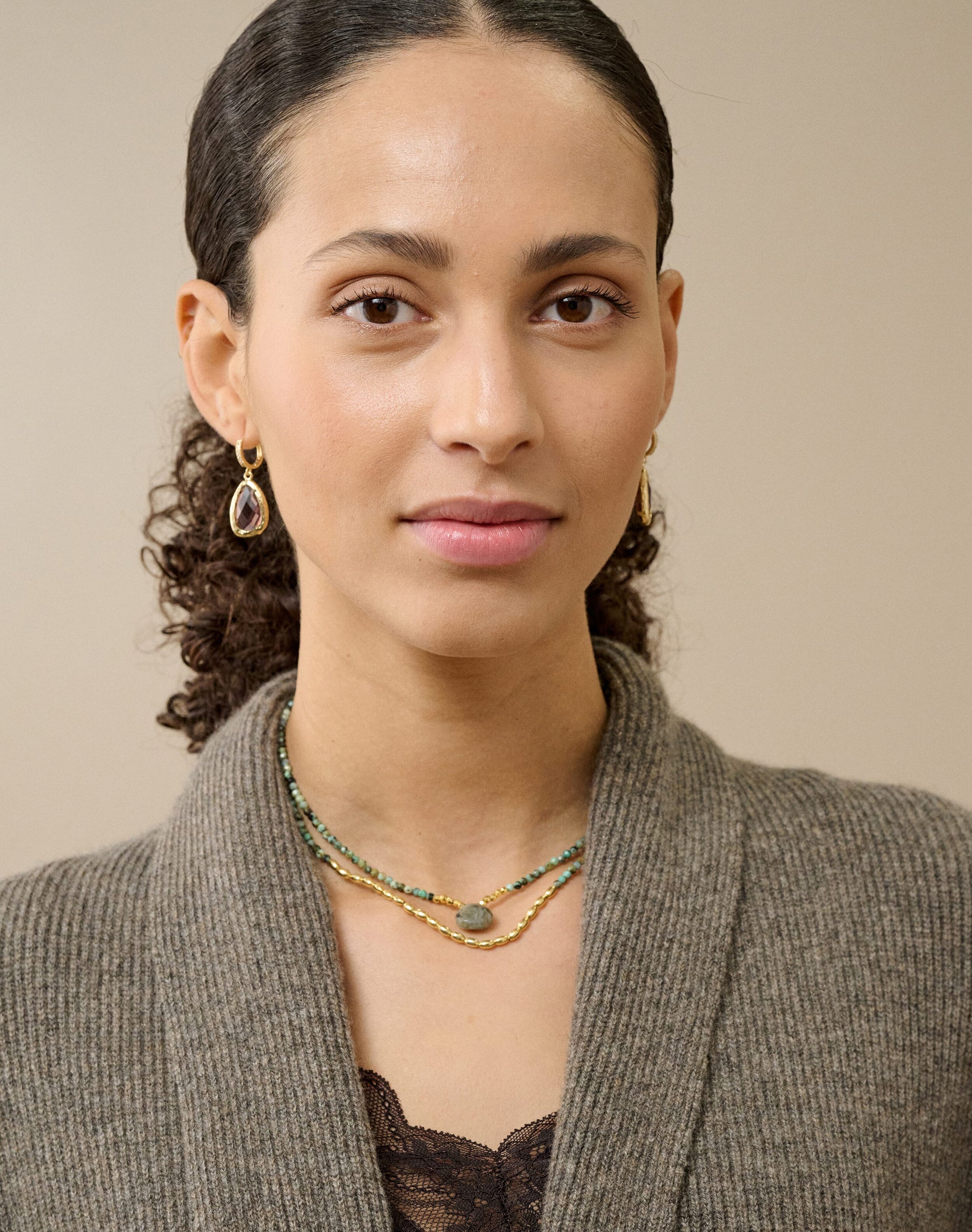Double Strand Beaded Pendant Necklace