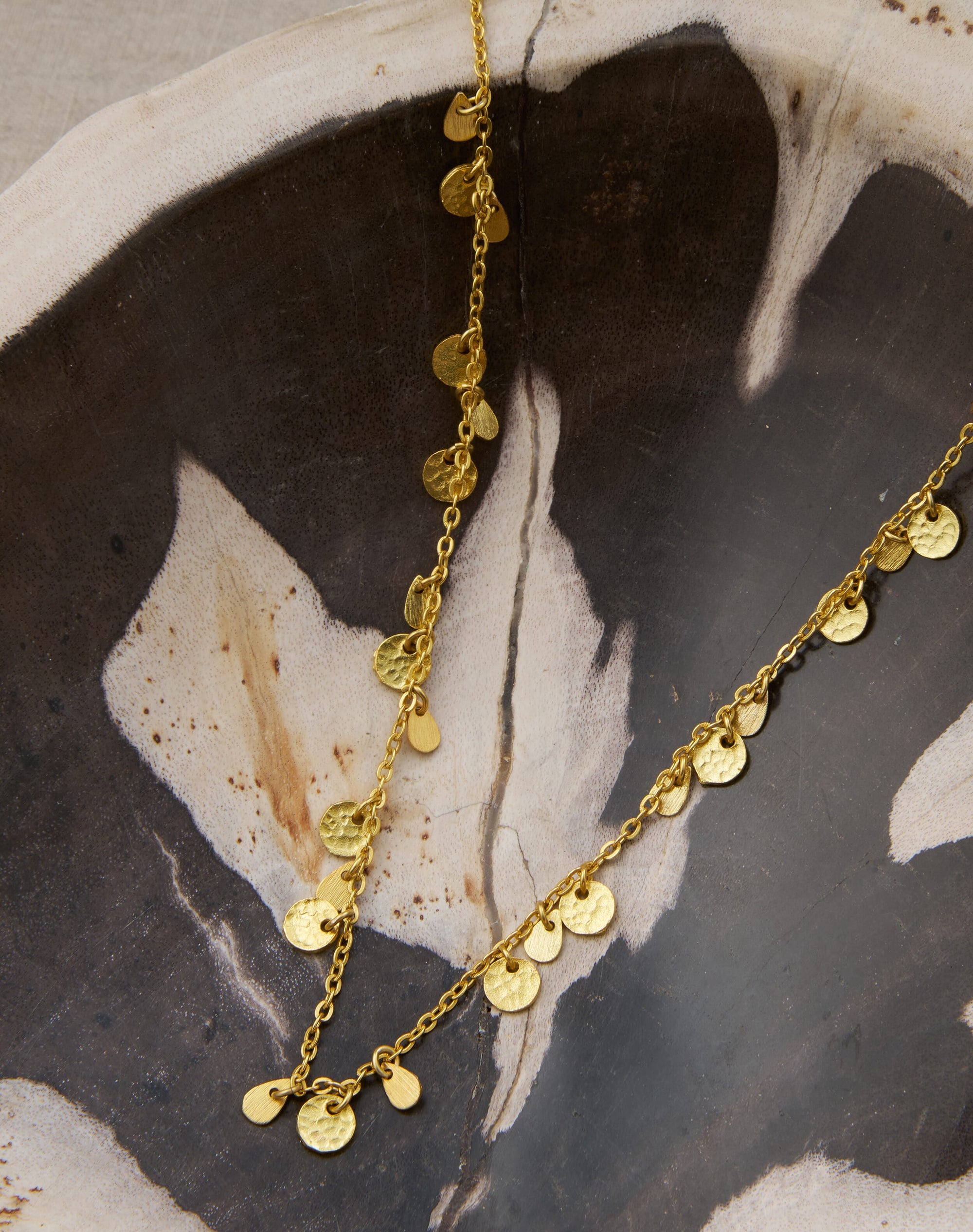 Gold Hammered Discs Necklace