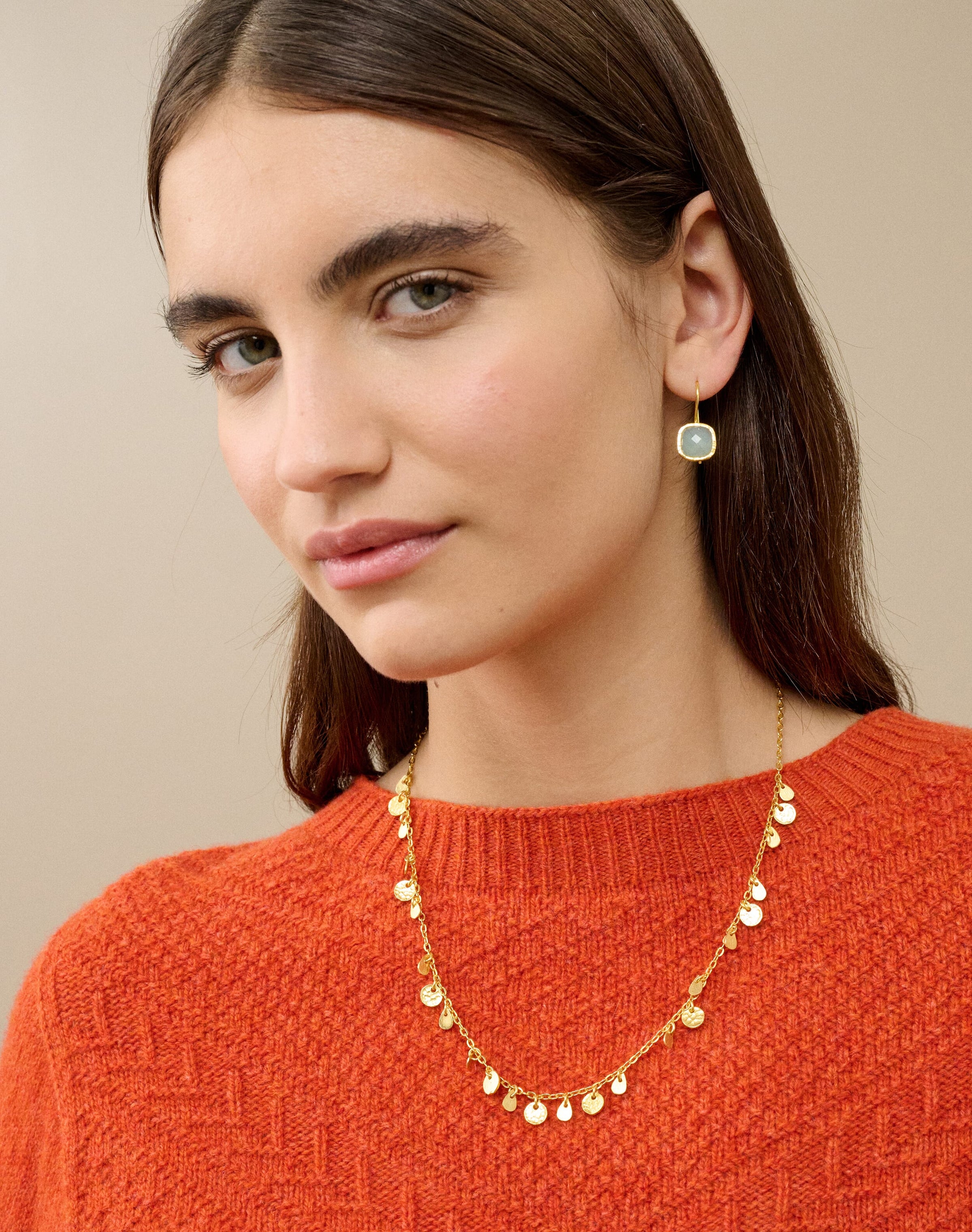 Gold Hammered Discs Necklace
