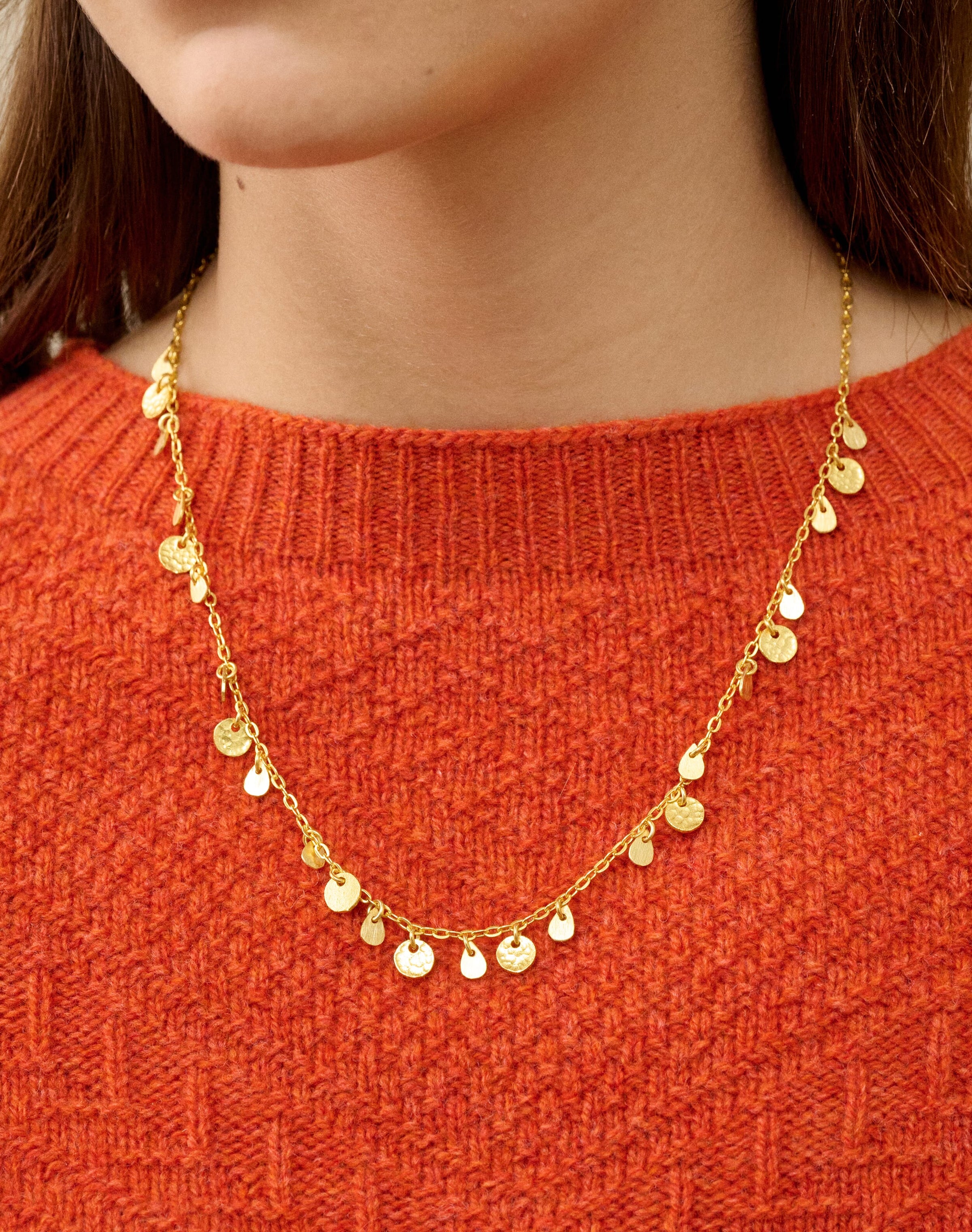 Gold Hammered Discs Necklace