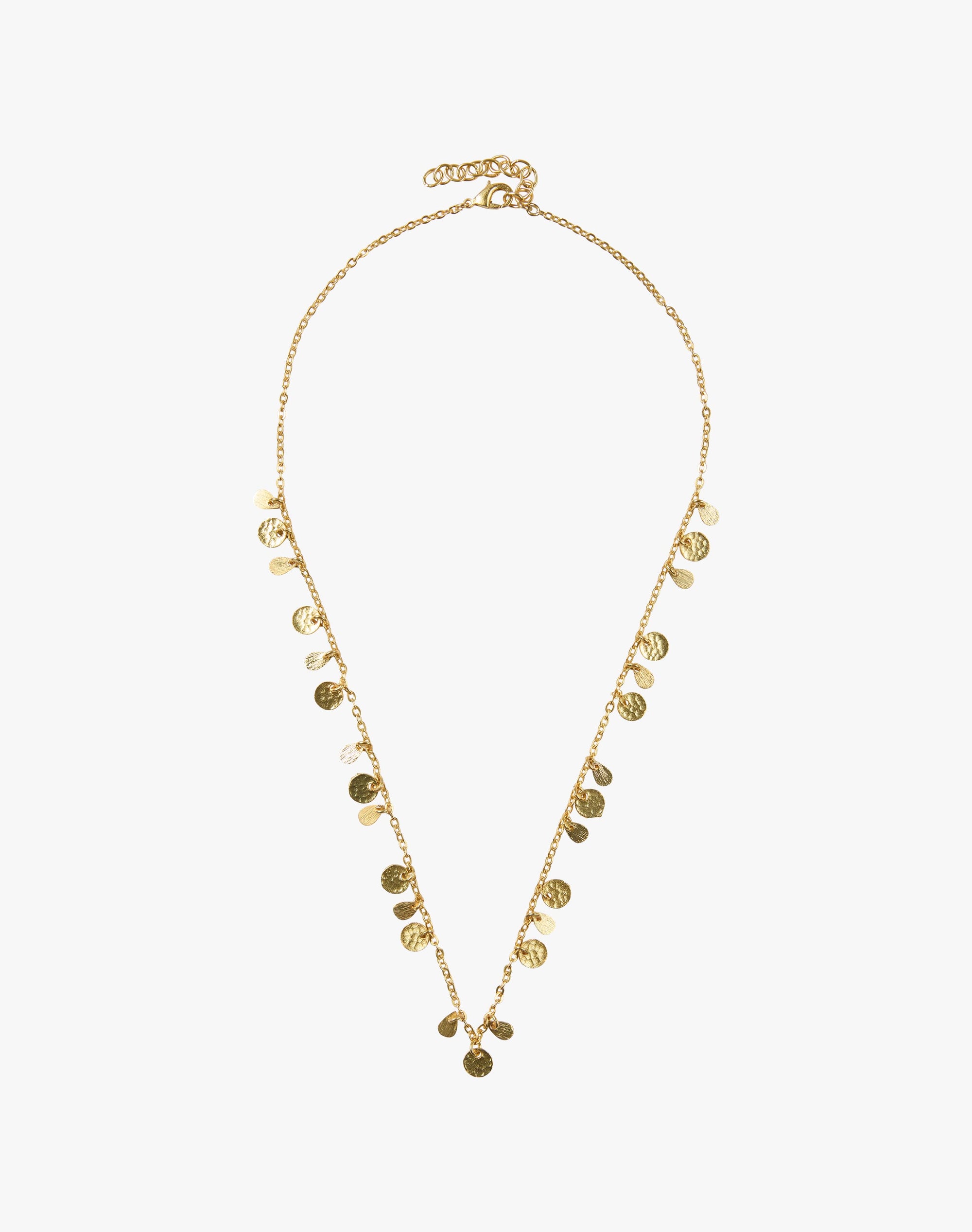 Gold Hammered Discs Necklace