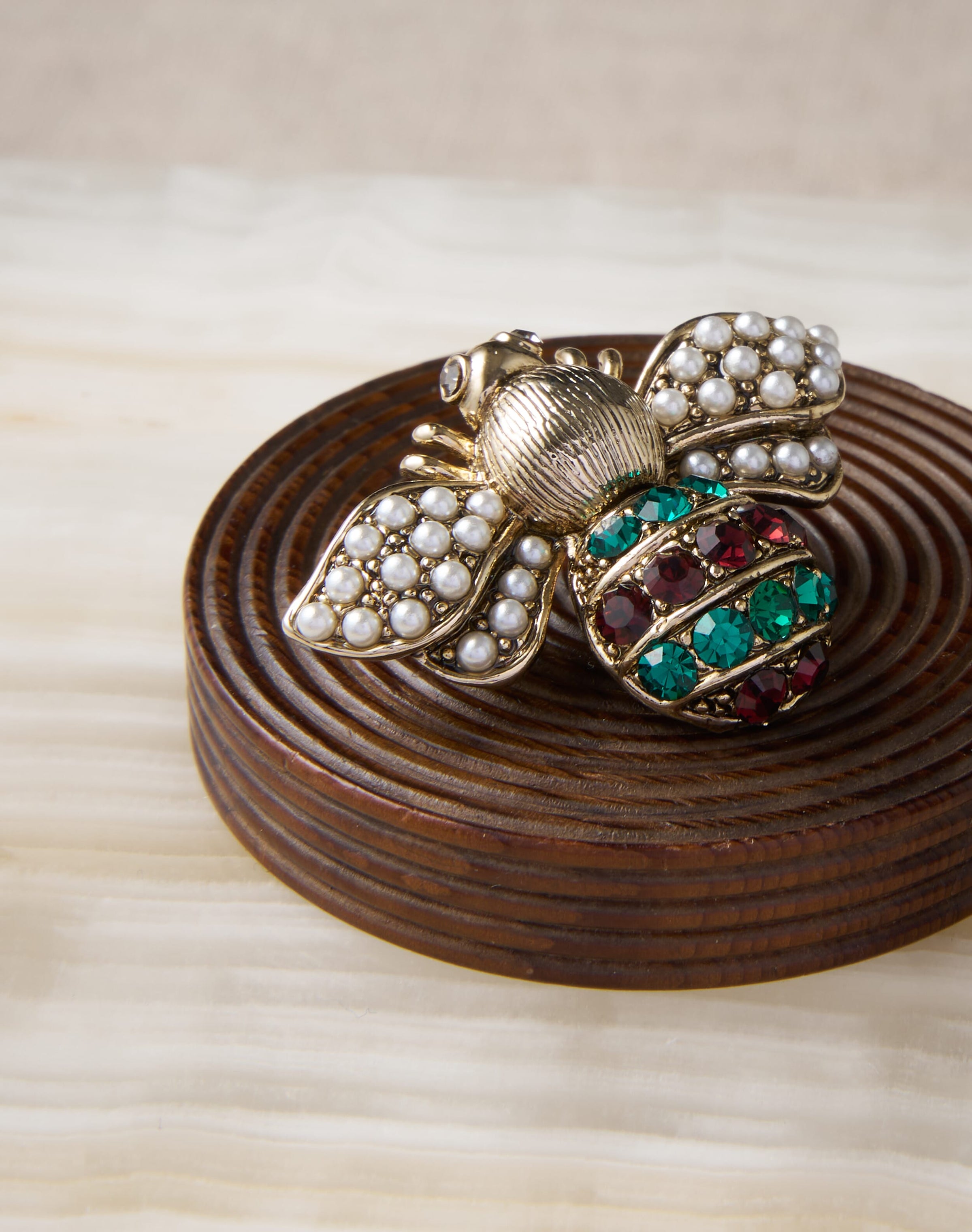 Crystal & Pearl Bumble Bee Brooch