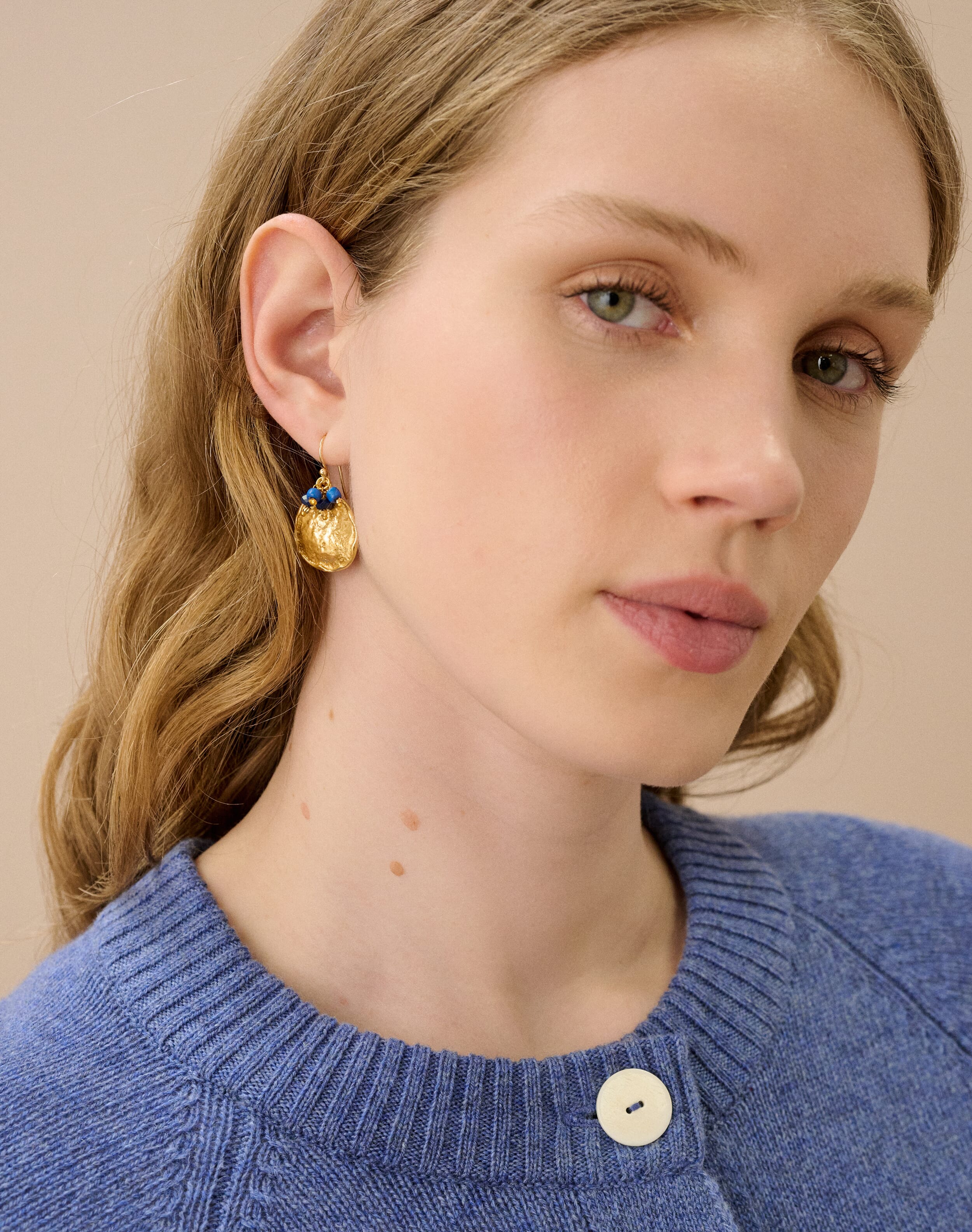 Gold Hammered Disc Earrings
