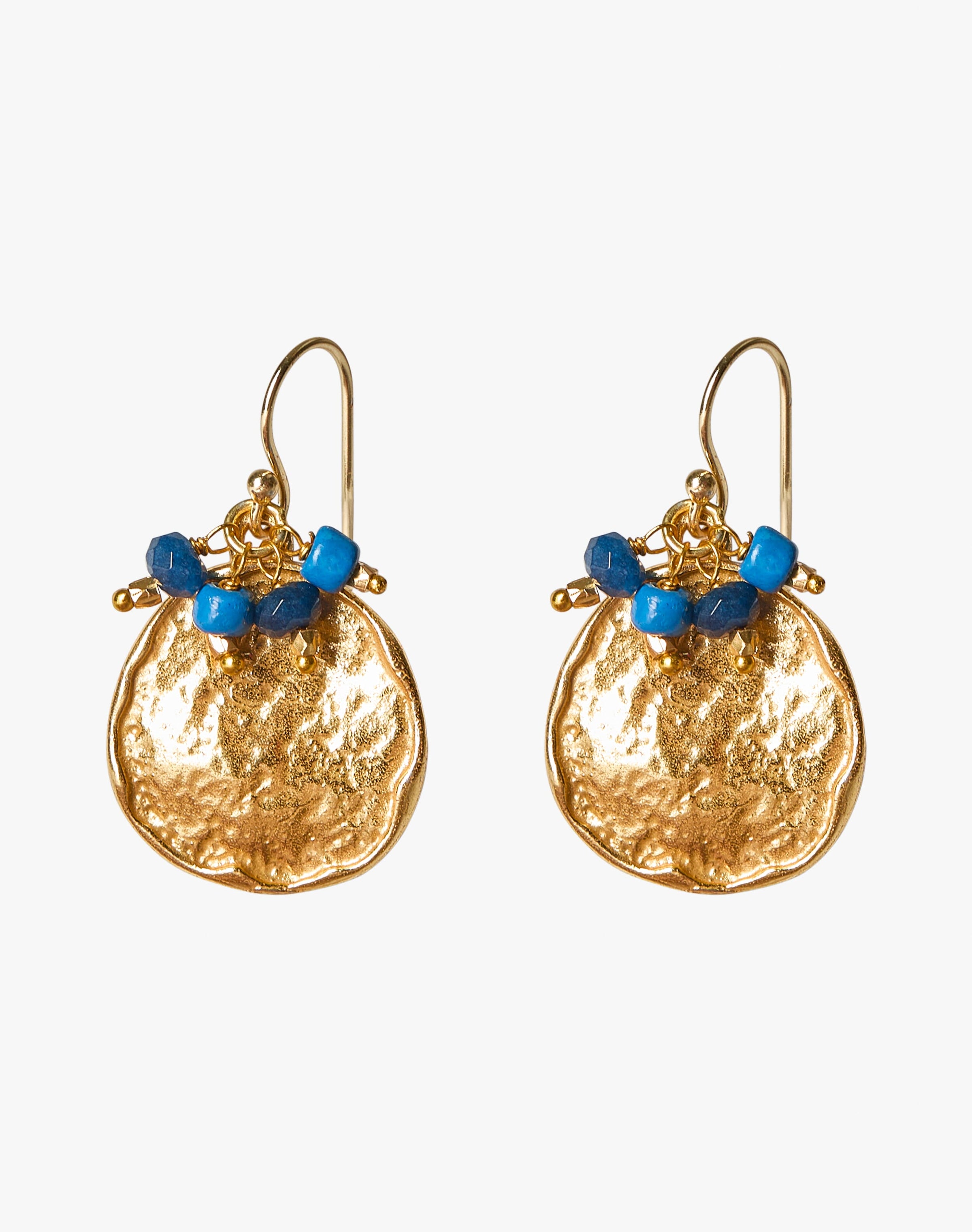 Gold Hammered Disc Earrings