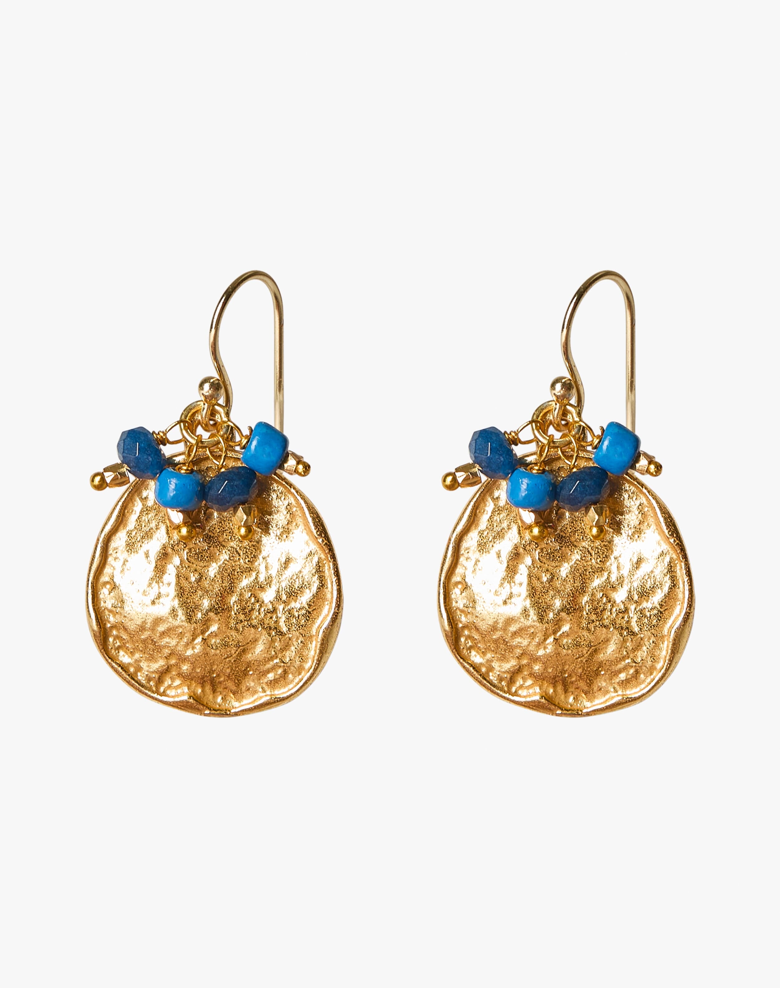 Gold Hammered Disc Earrings