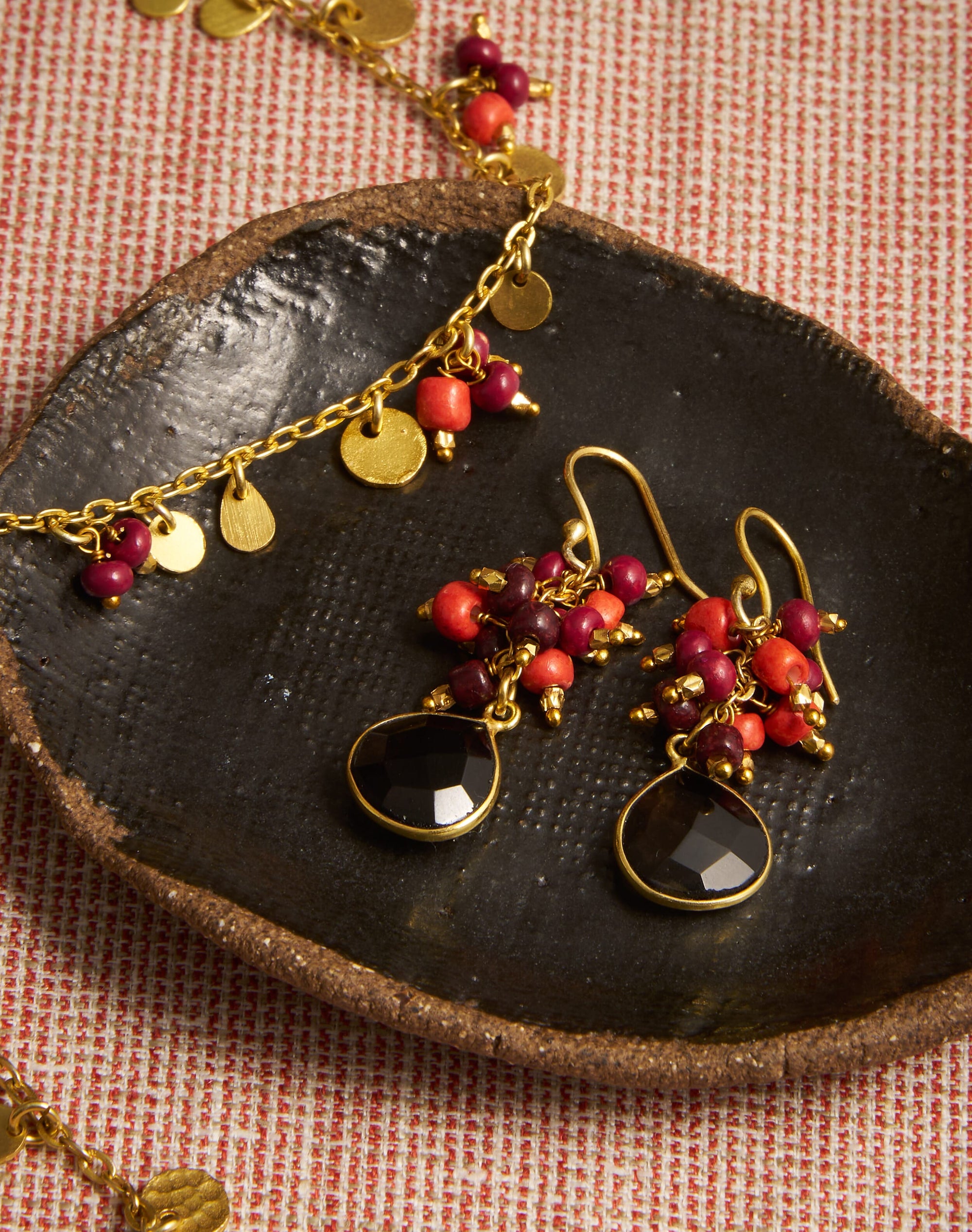 Cluster Beads Pendant Earrings