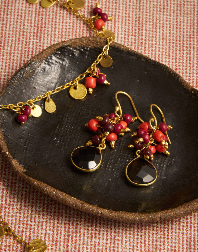Cluster Beads Pendant Earrings
