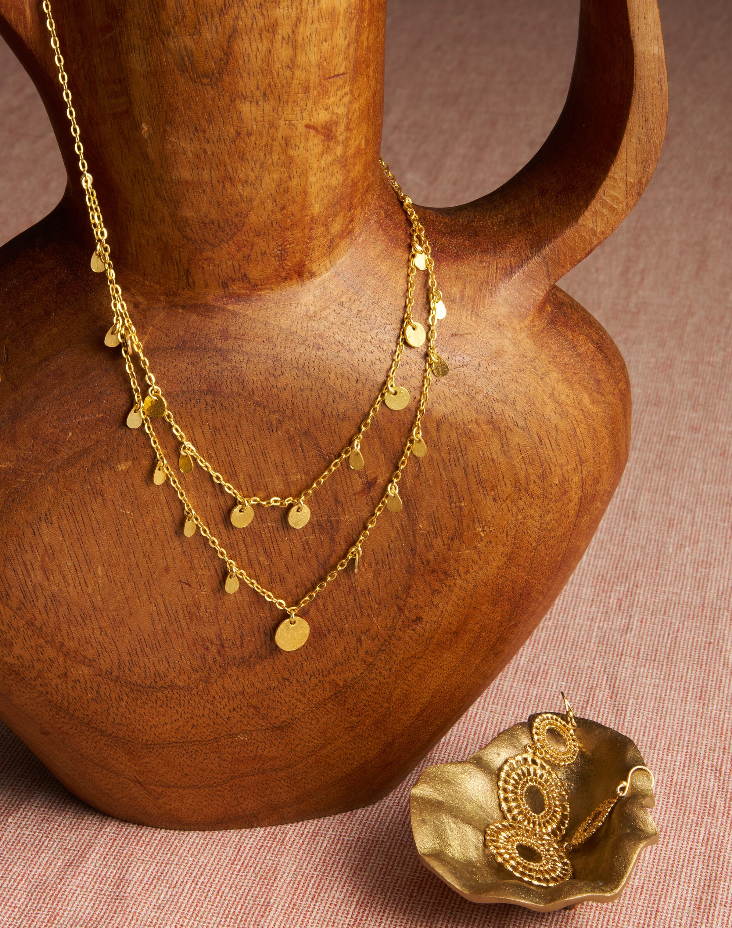 Hammered Disc Tiered Necklace