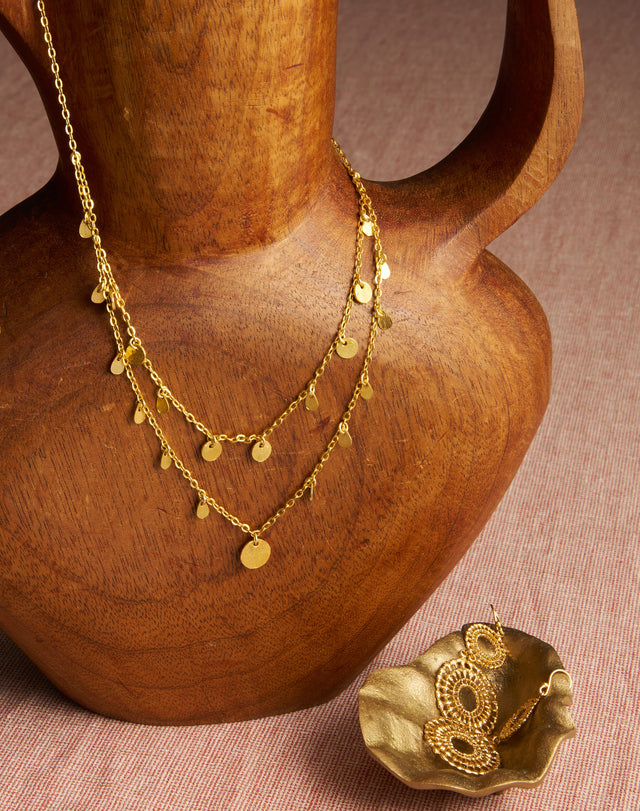 Hammered Disc Tiered Necklace