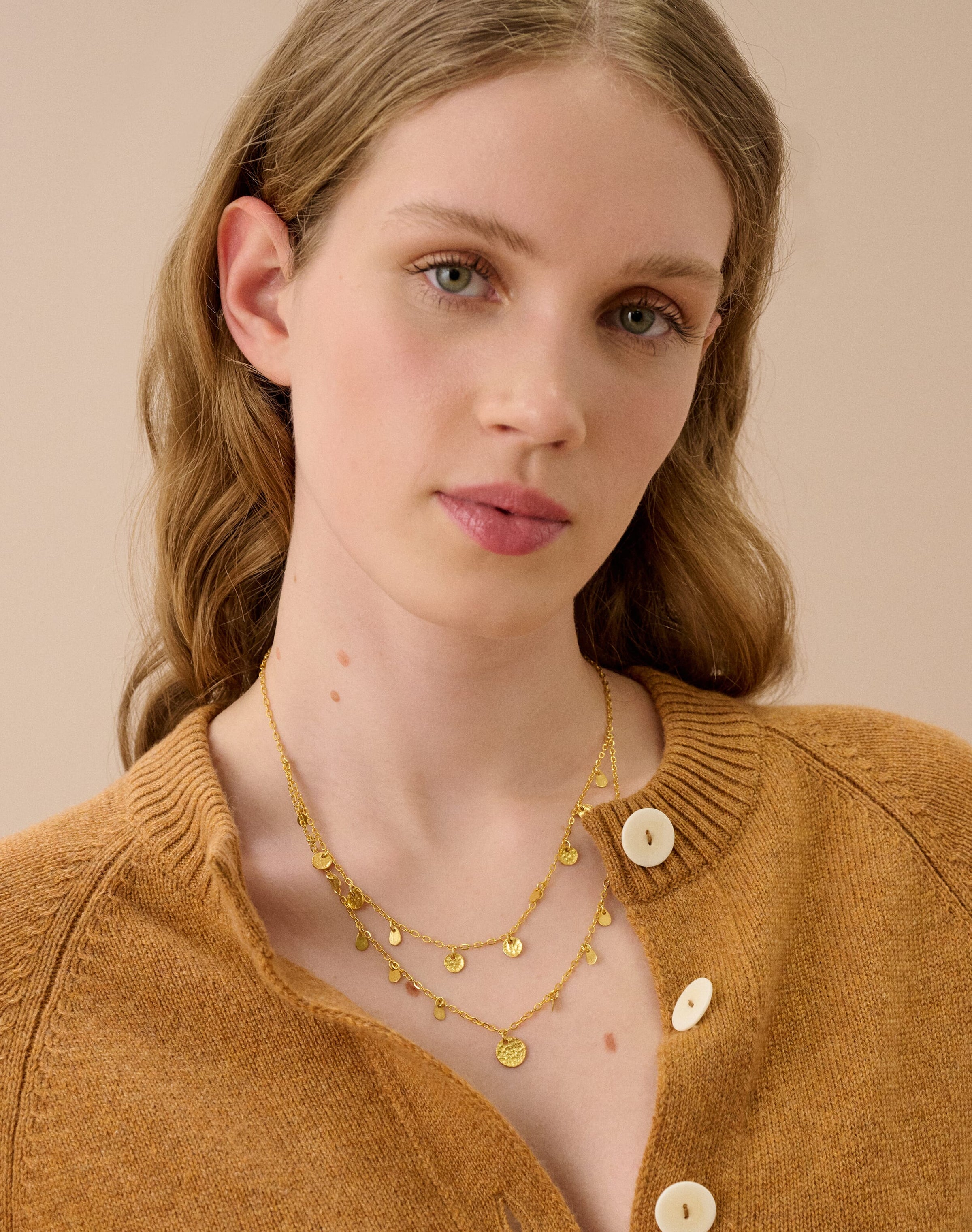 Hammered Disc Tiered Necklace