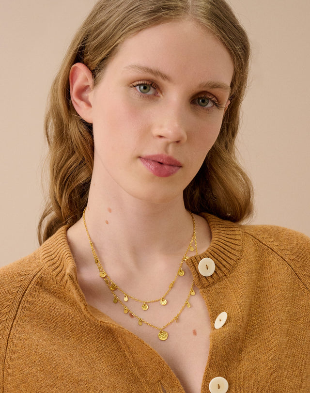 Hammered Disc Tiered Necklace