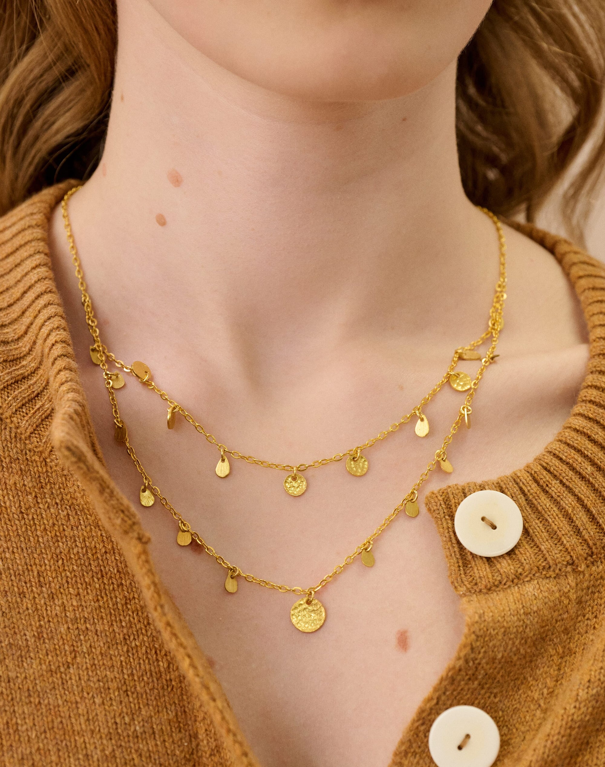 Hammered Disc Tiered Necklace