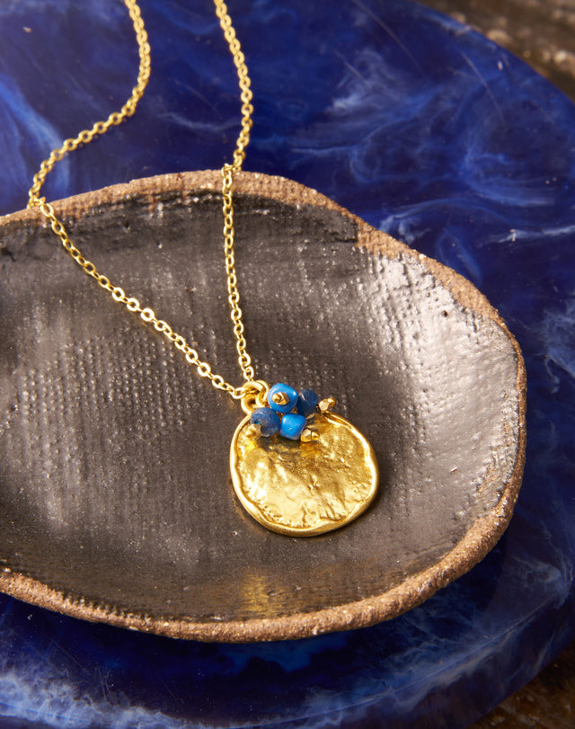 Gold Hammered Disc & Beads Necklace