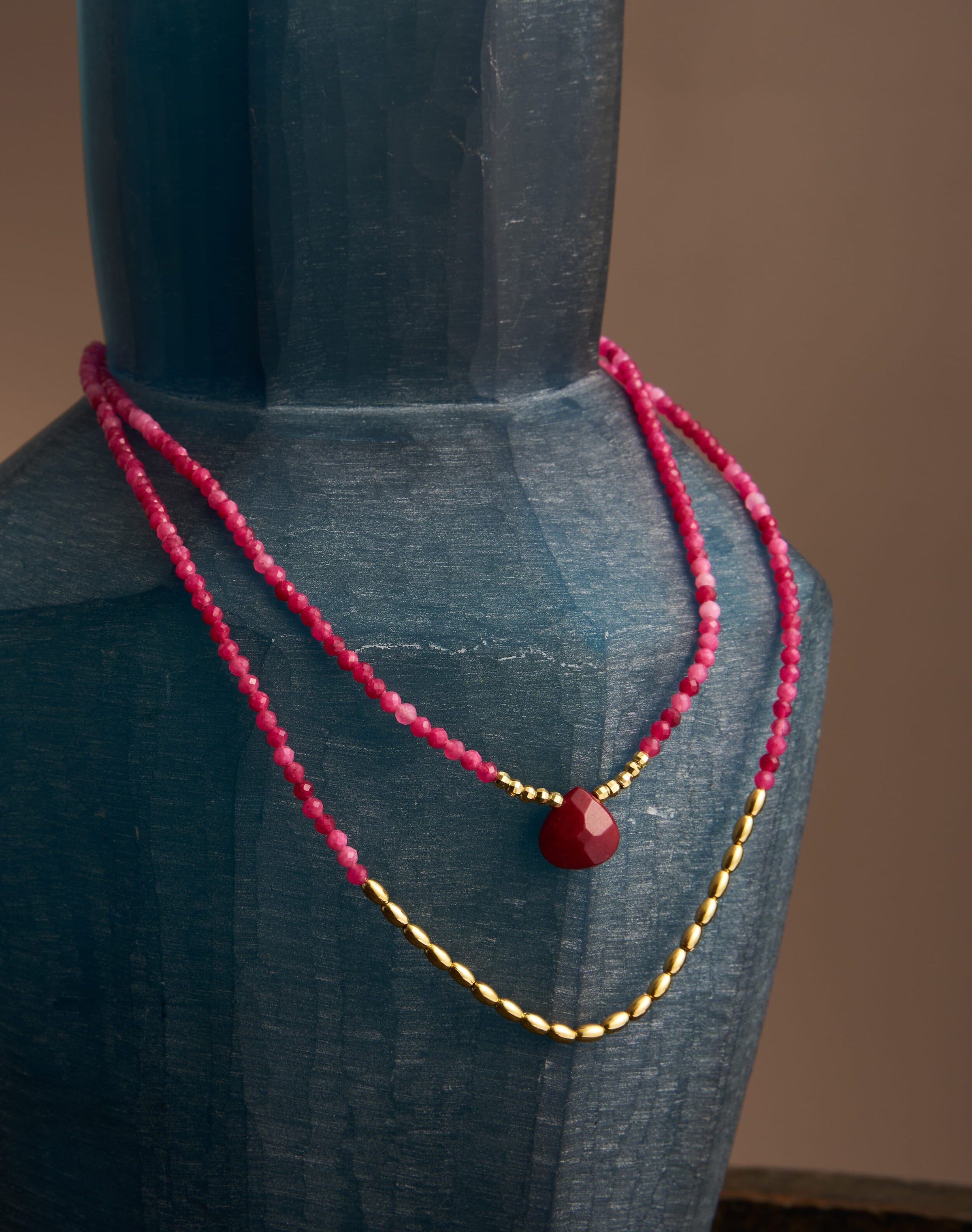 Double Strand Beaded Pendant Necklace