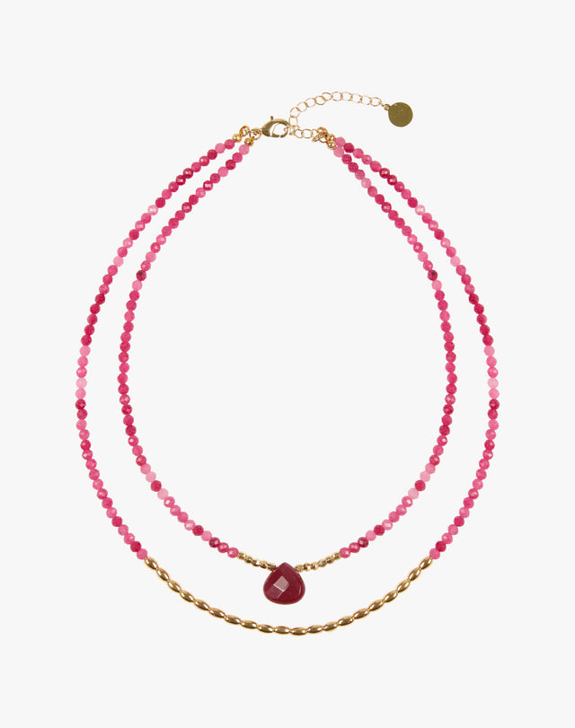 Double Strand Beaded Pendant Necklace
