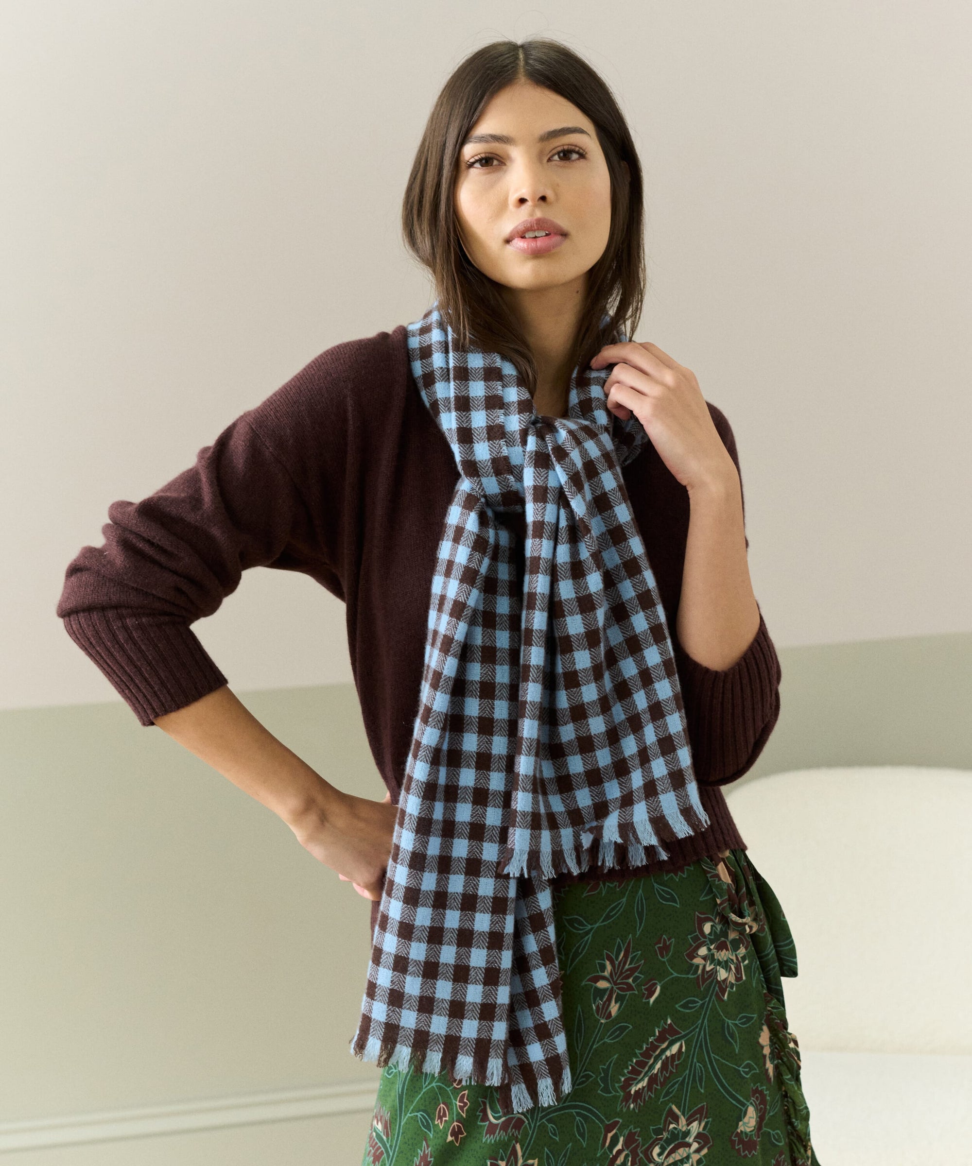 Cashmere Gingham Stole