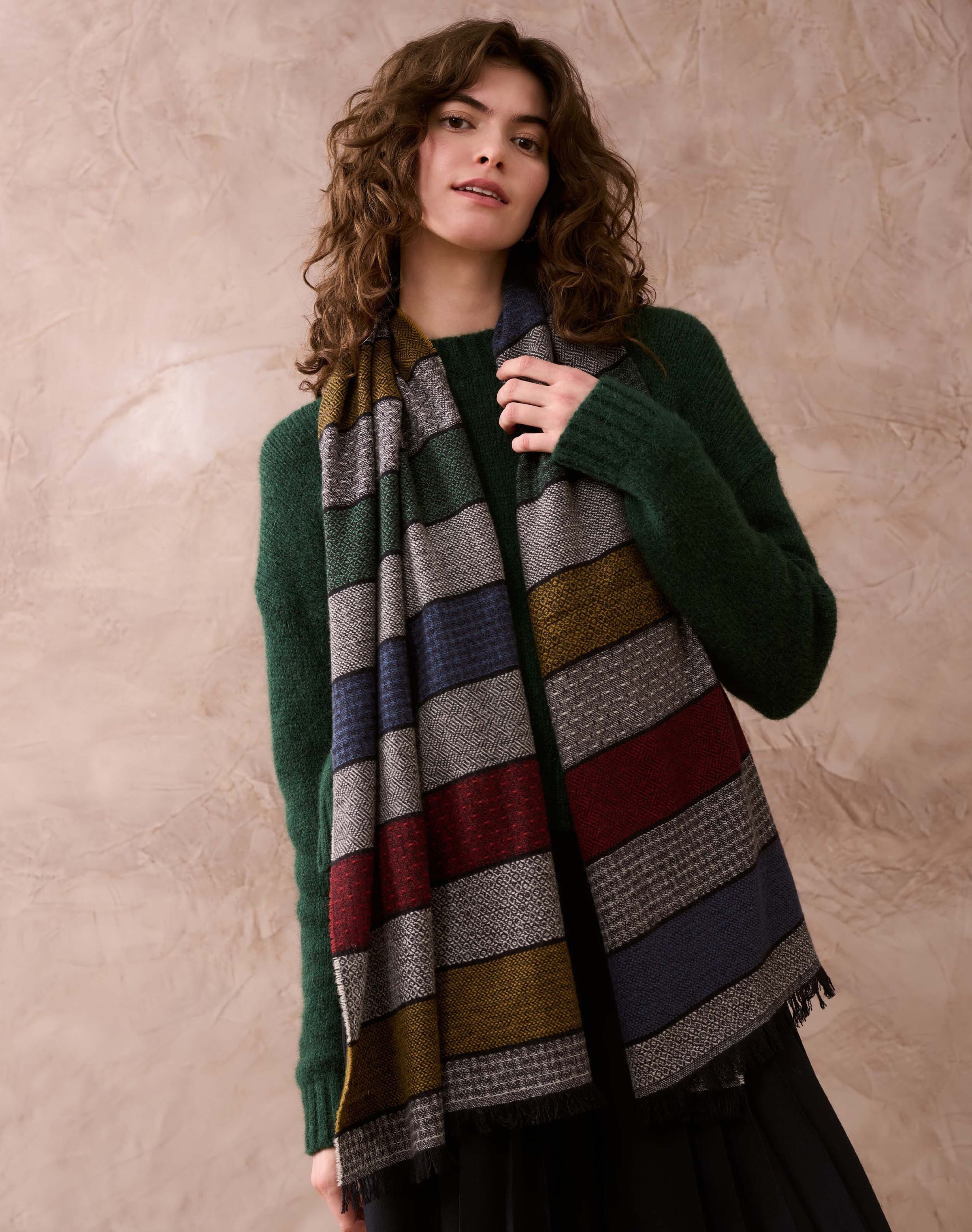 Cashmere Patchwork Stripe Stole