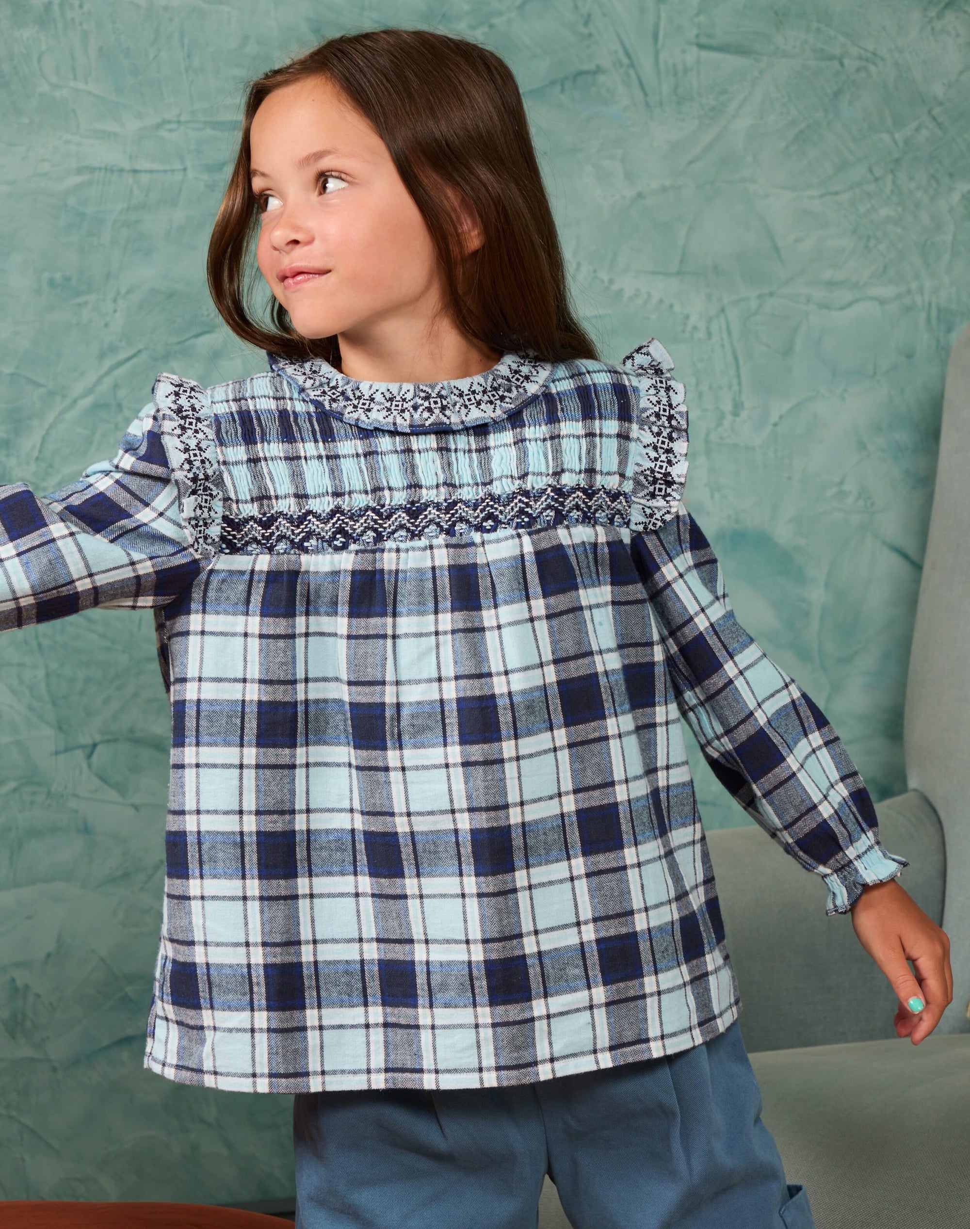 Brushed Cotton Check Blouse