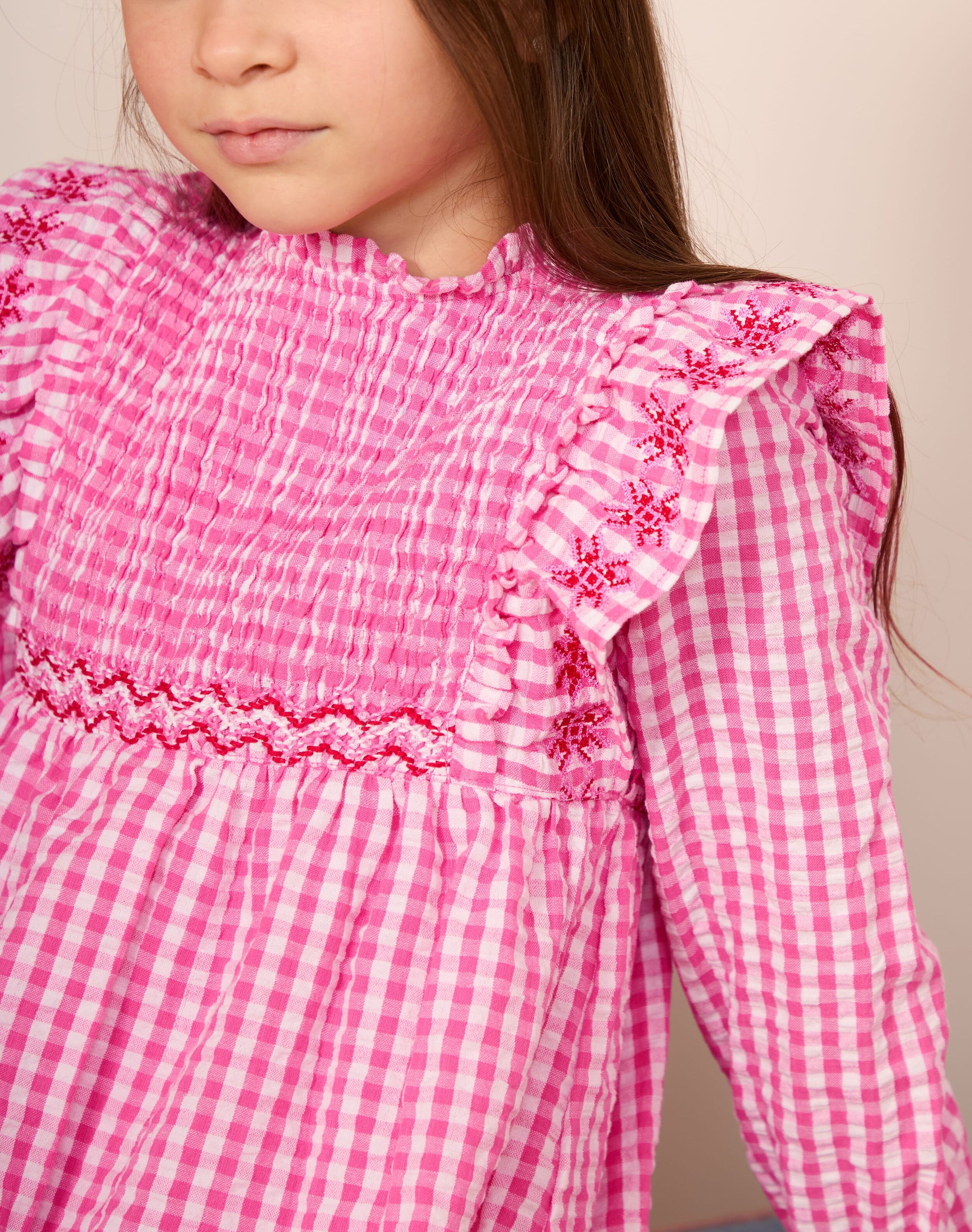 Cotton Gingham Smocked Dress
