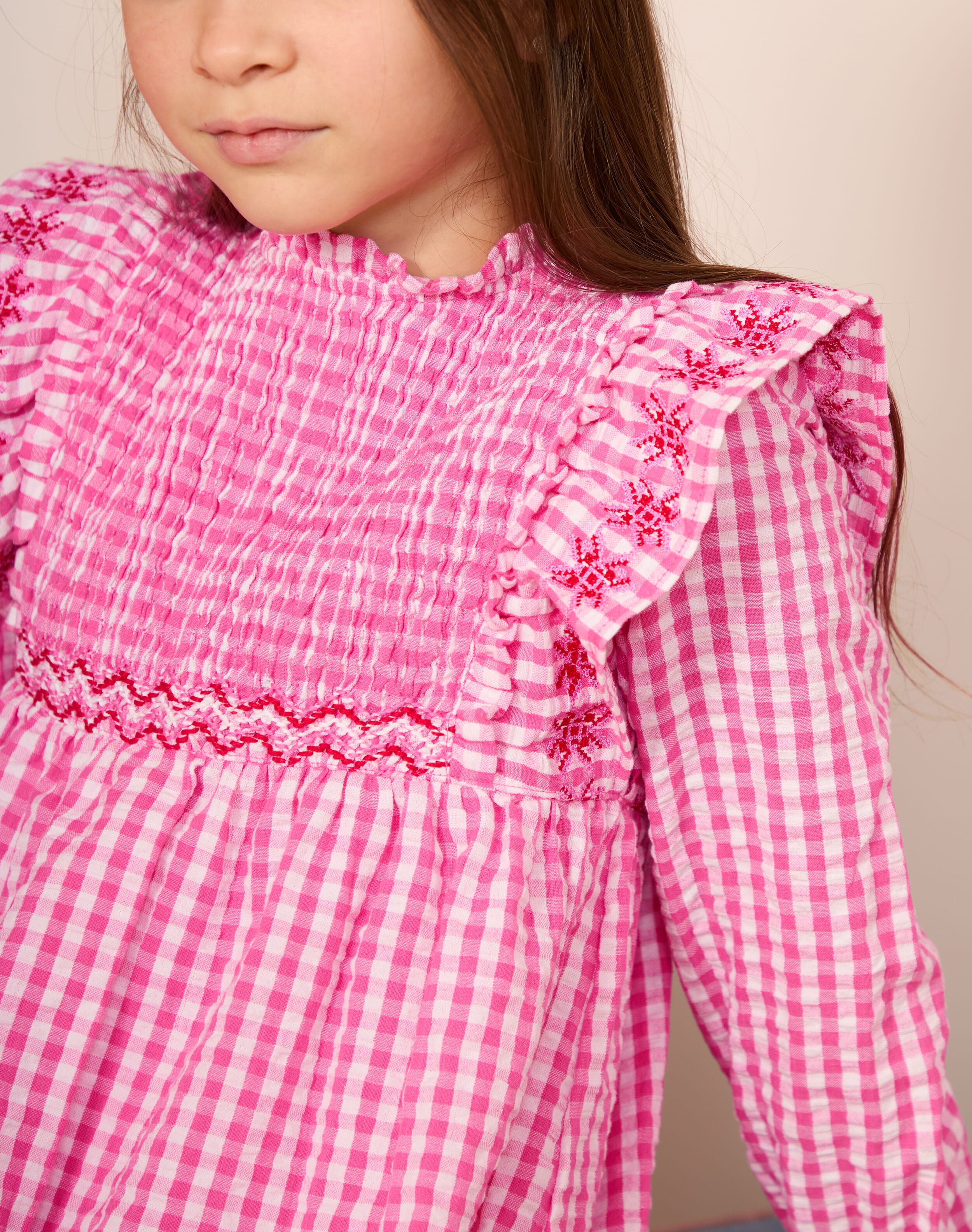 Cotton Gingham Smocked Dress