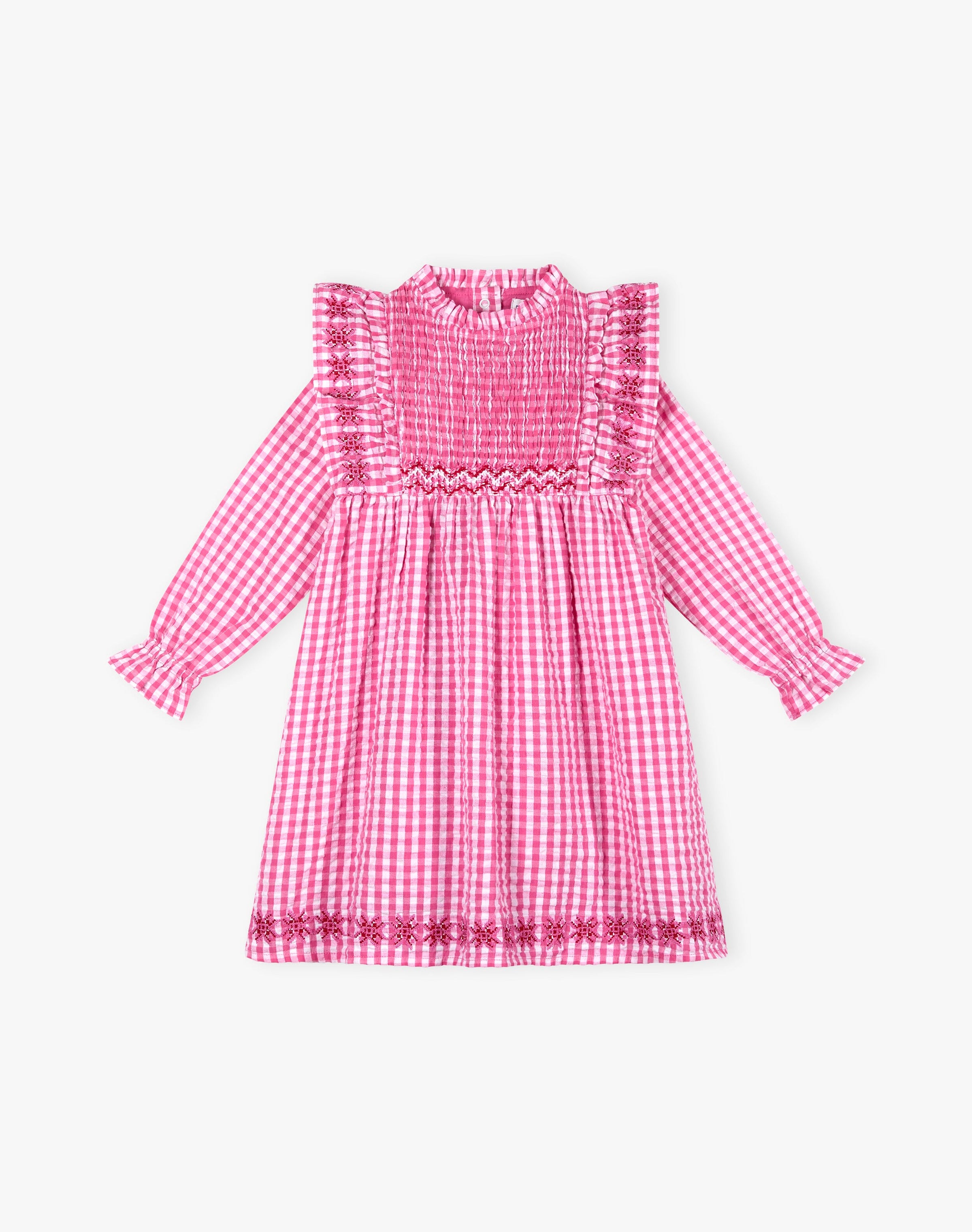 Cotton Gingham Smocked Dress