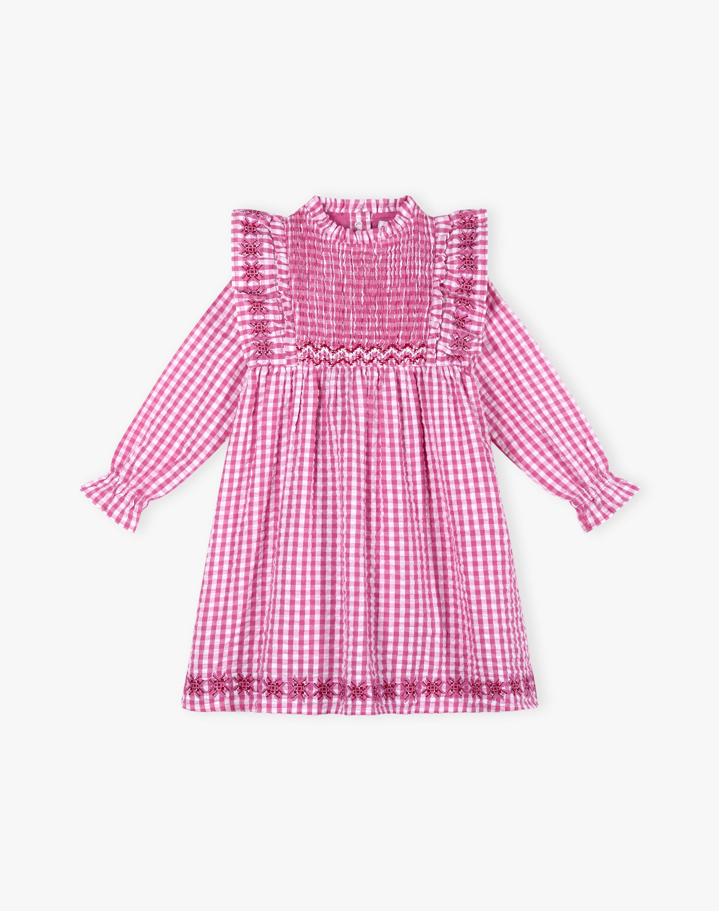 Cotton Gingham Smocked Dress