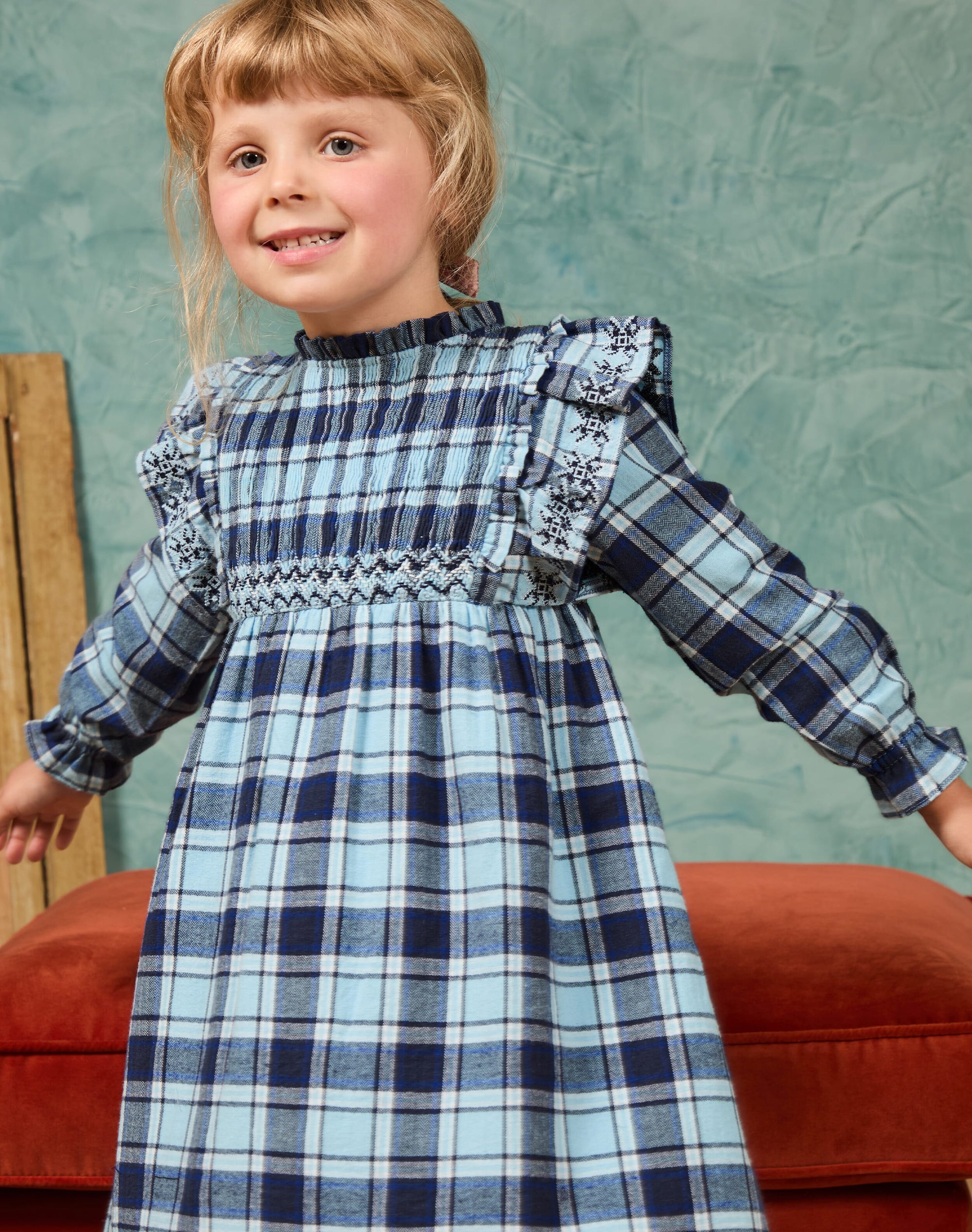 Brushed Cotton Check Dress
