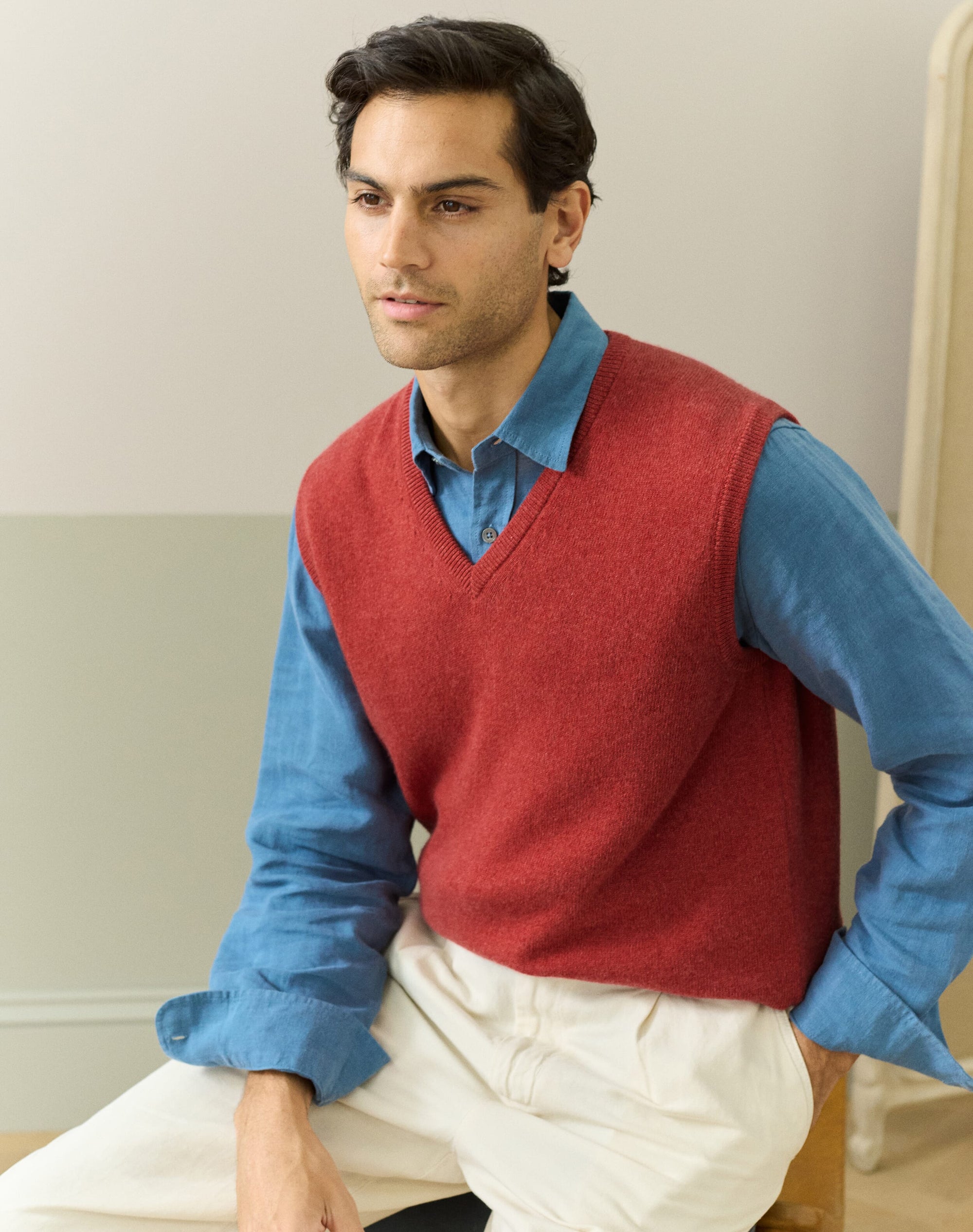 Cashmere Sleeveless V Neck Jumper