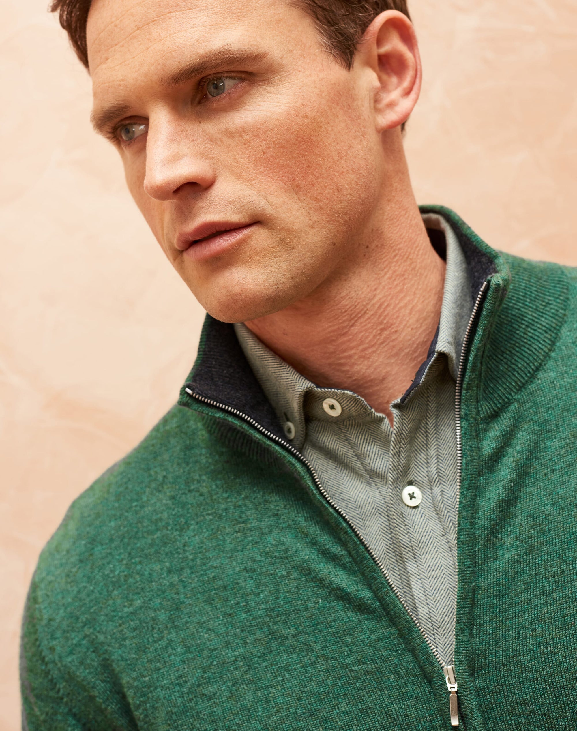 Cashmere Zip Turtle Neck Cardigan