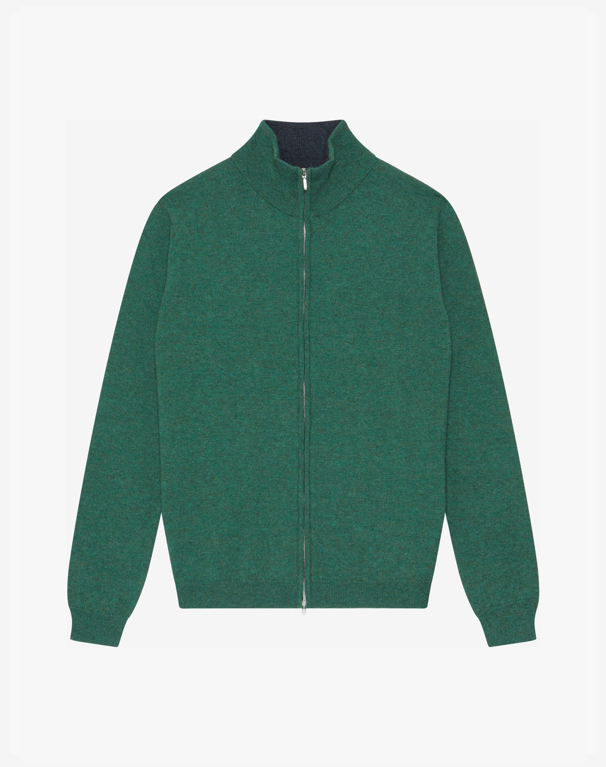 Cashmere Zip Turtle Neck Cardigan