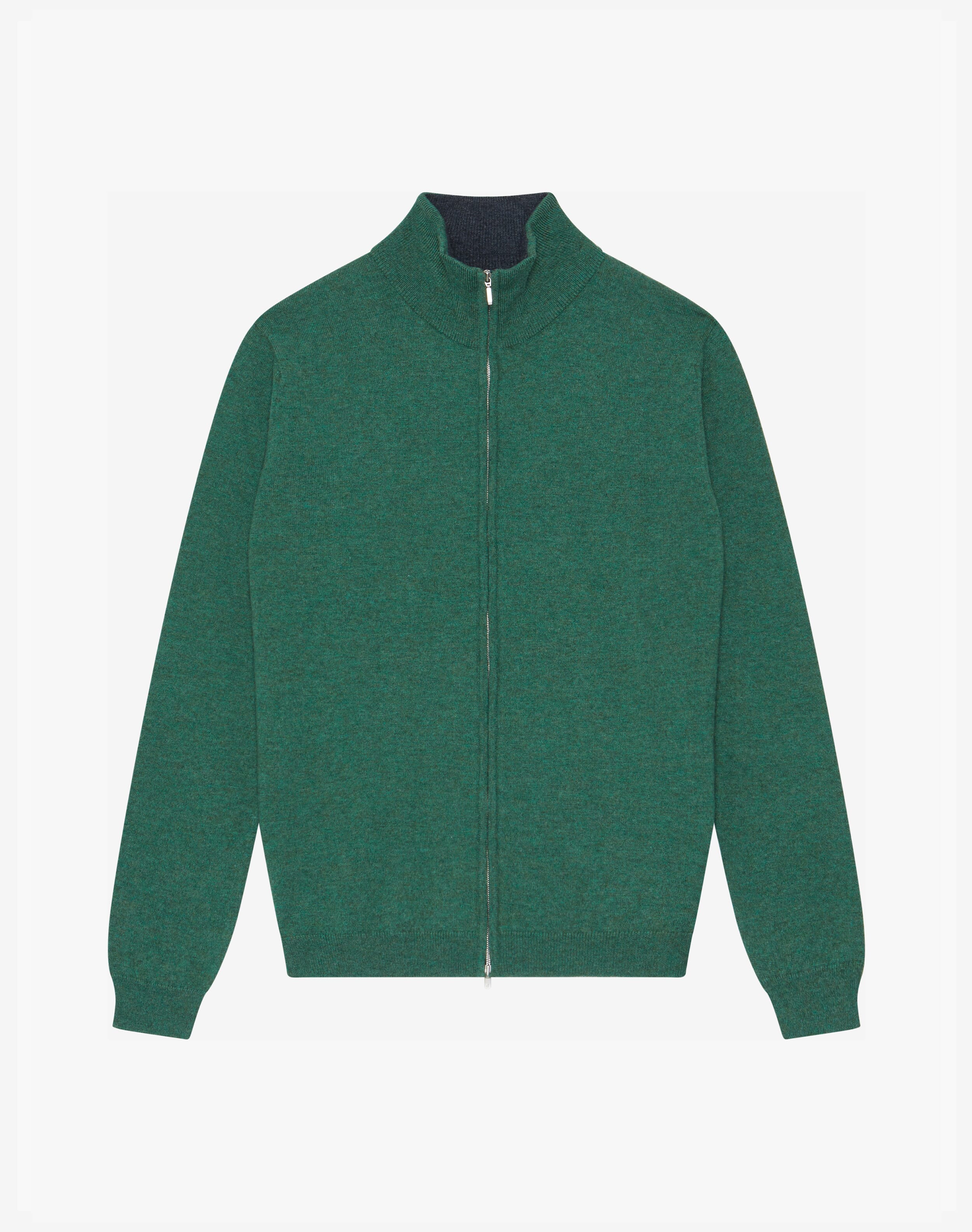 Cashmere Zip Turtle Neck Cardigan