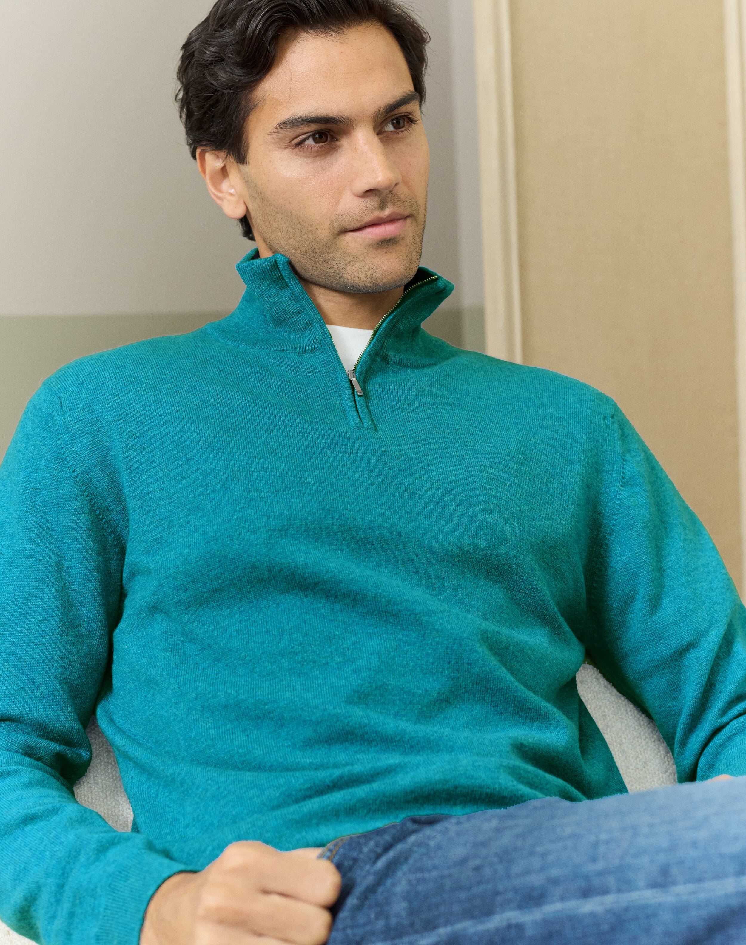 Cashmere Zip Turtle Neck Jumper